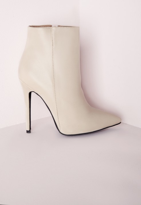 Cream pointed ankle boots Clearance