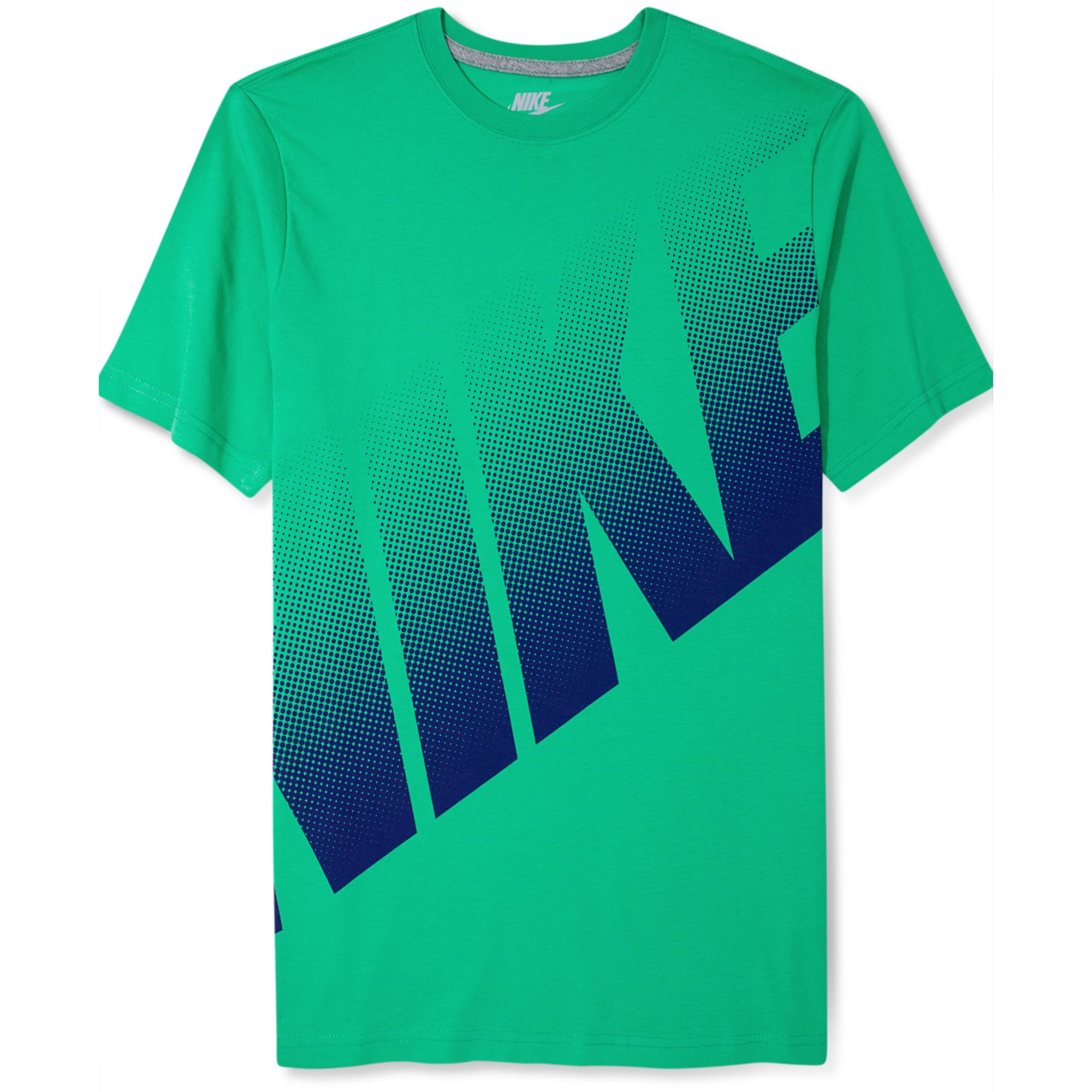 green and blue nike shirt