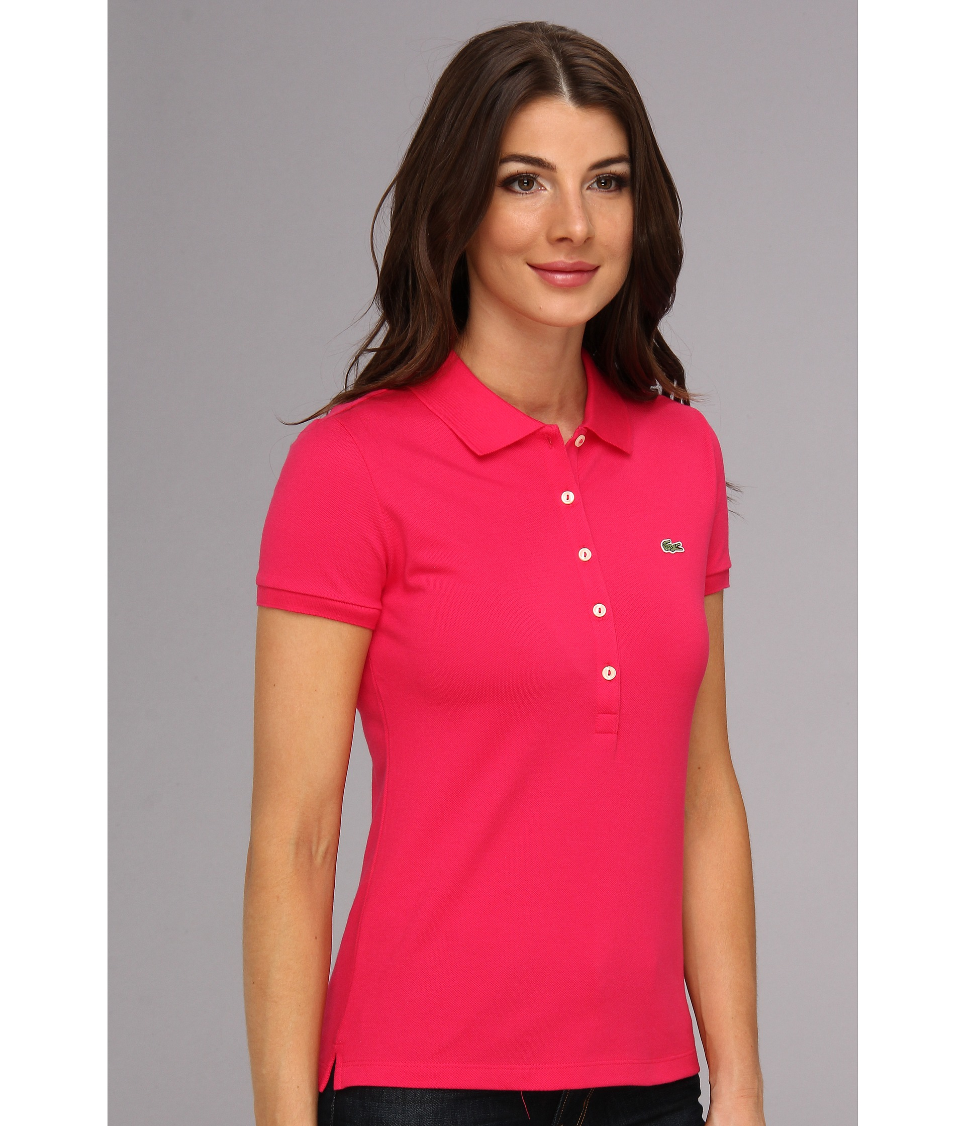 pink lacoste polo womens