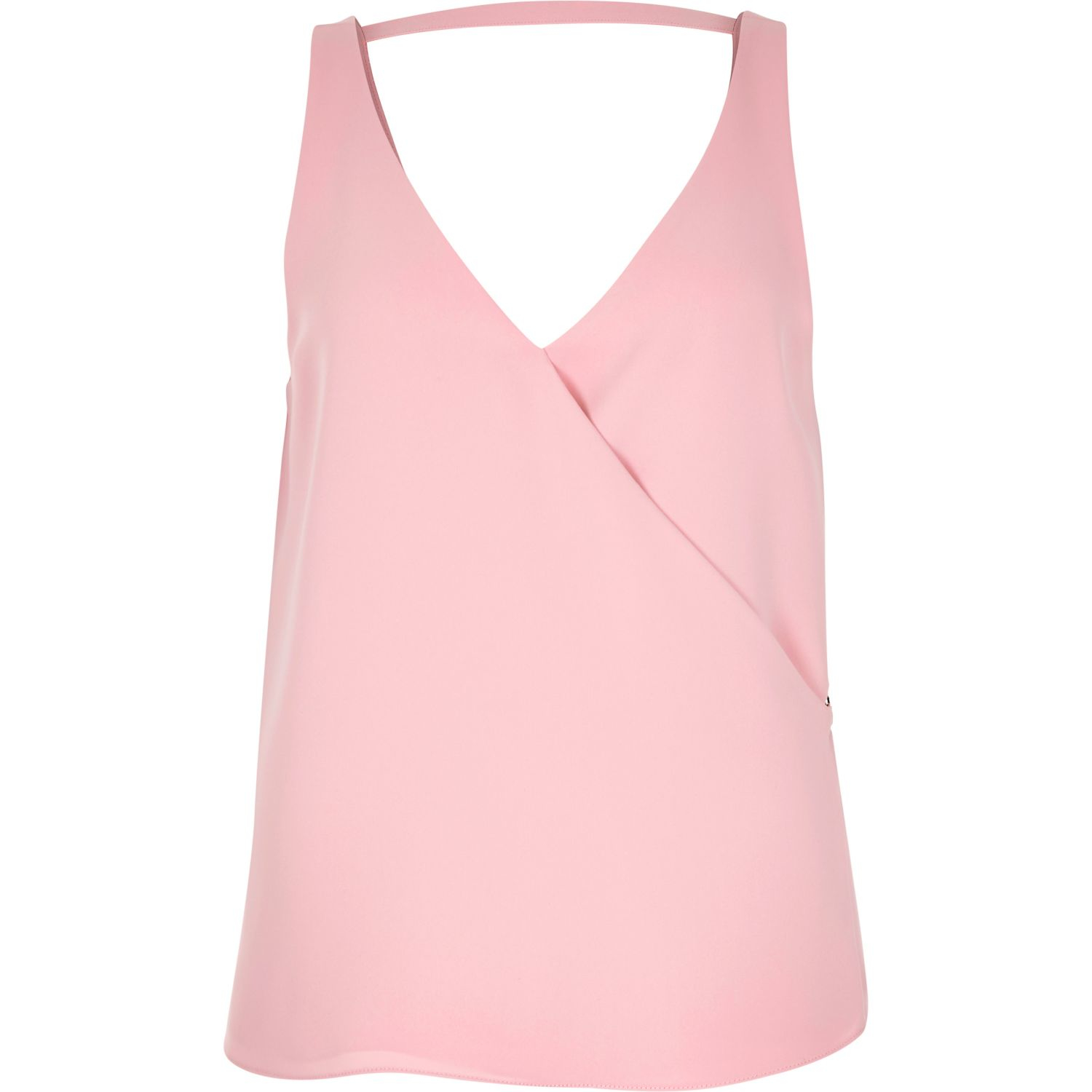 River Island Light Pink V-neck Wrap Sleeveless Top in Pink | Lyst