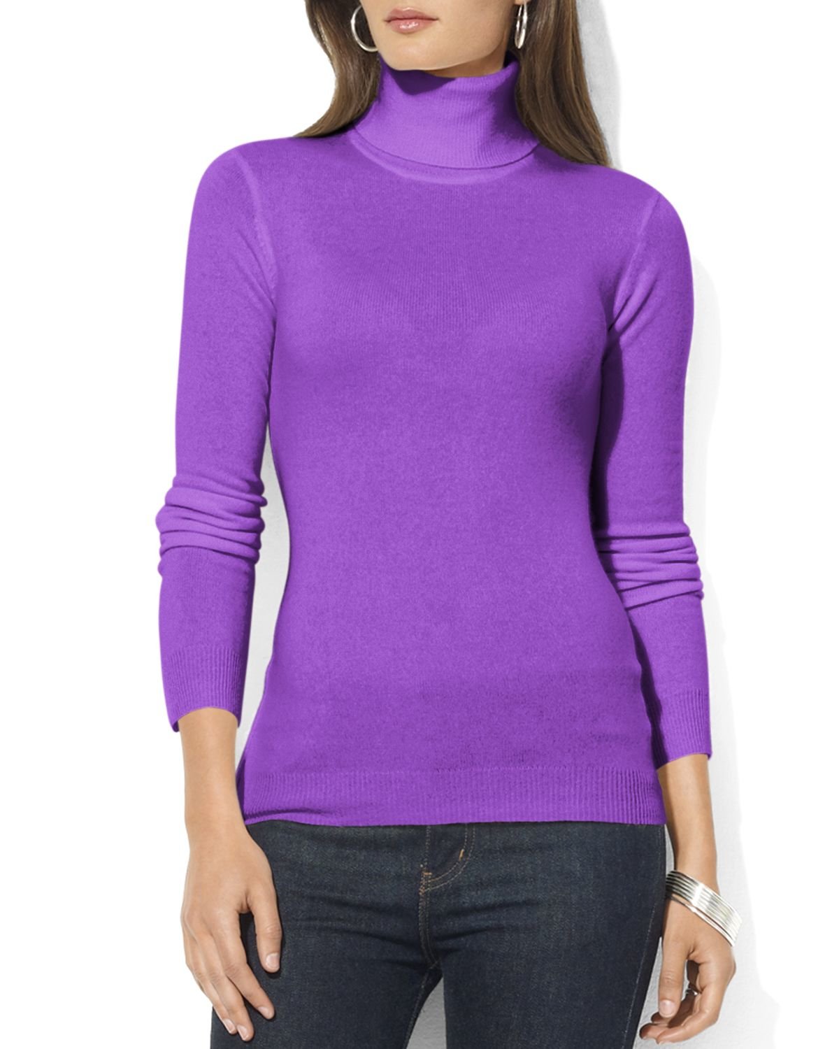 Lyst - Ralph lauren Lauren Zoe Silk-cotton Turtleneck Sweater in Purple