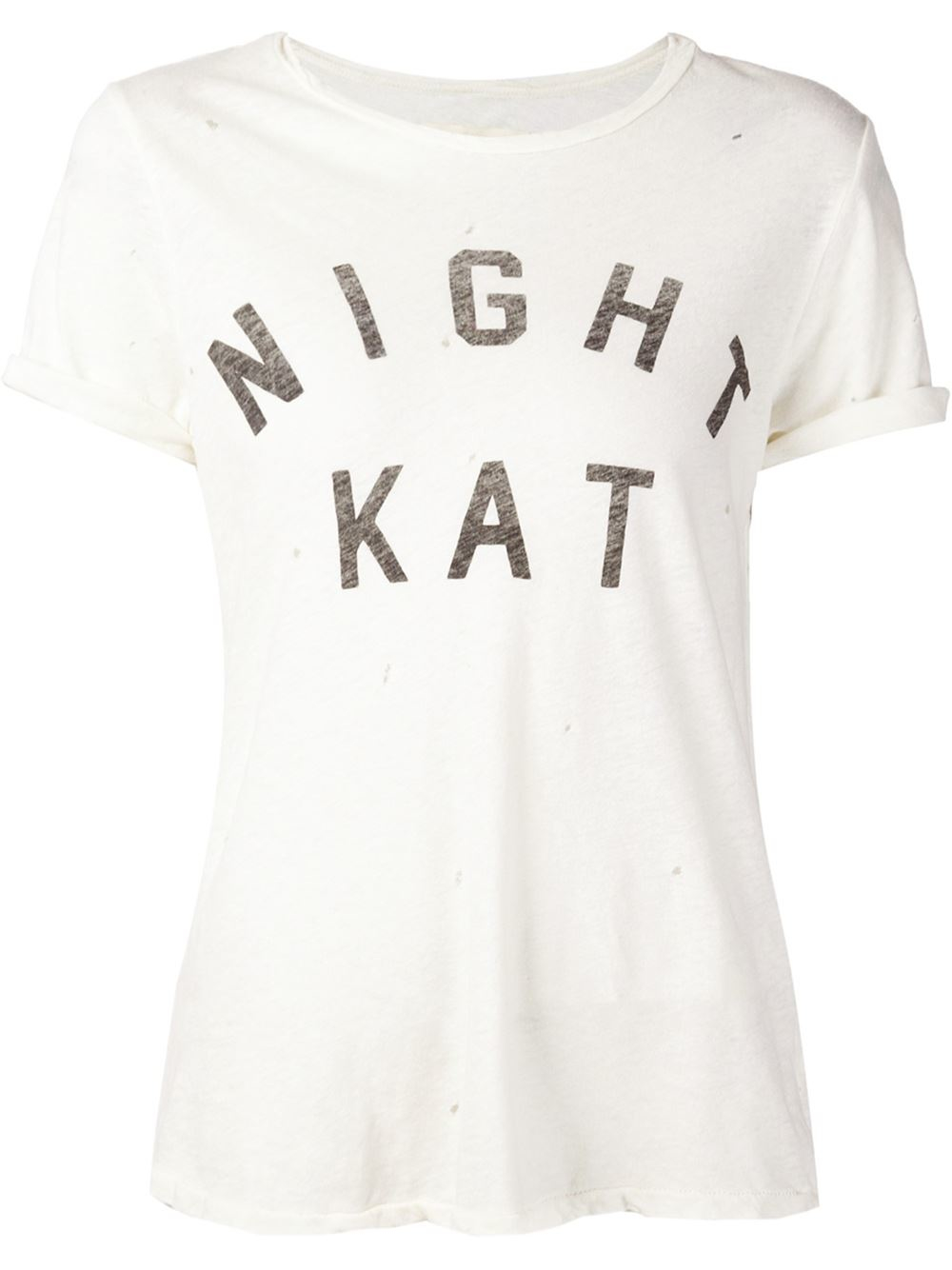 span oplukker kapacitet Current/Elliott Night Kat Print T-shirt in White | Lyst