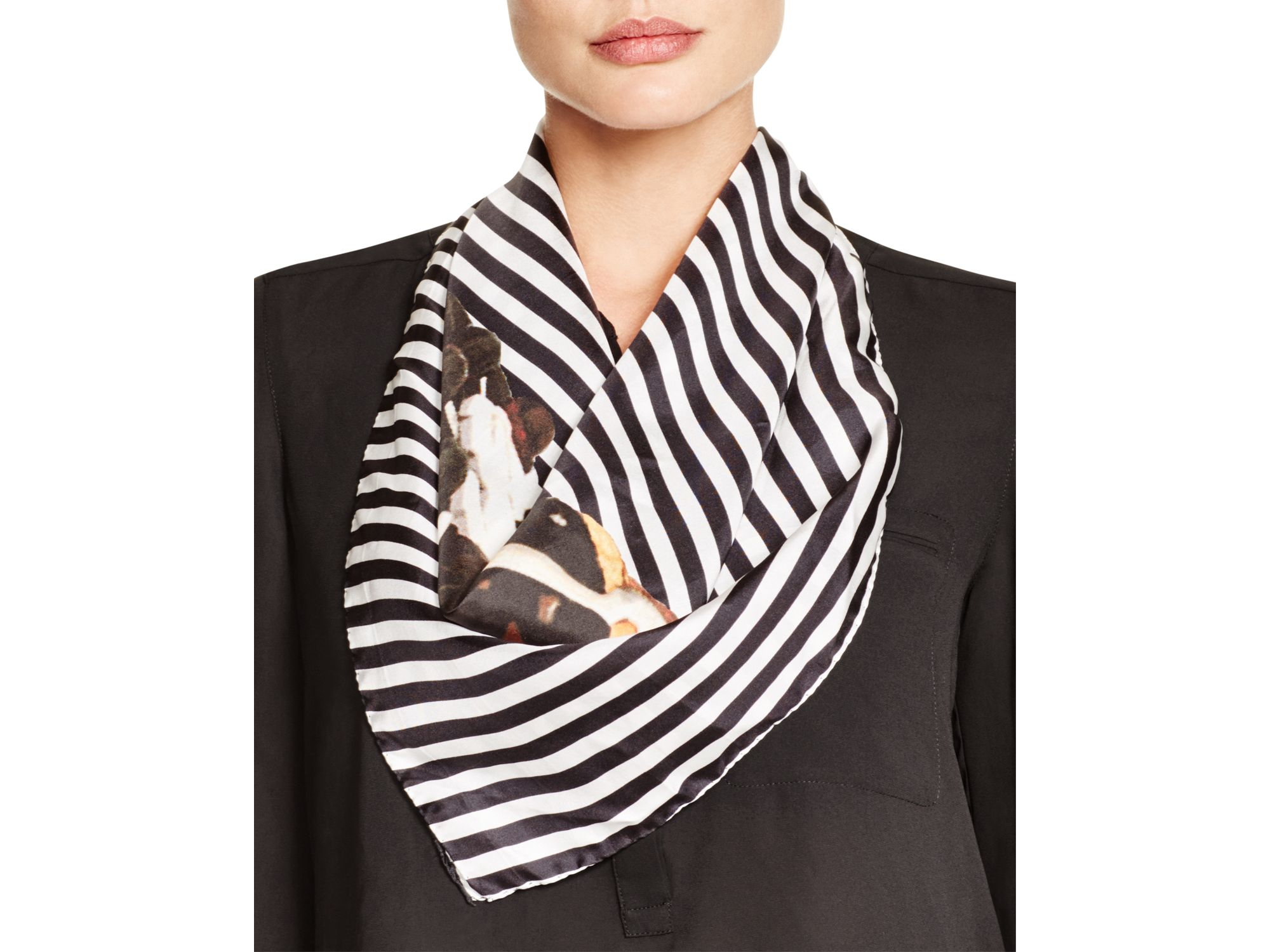 pom fur scarf pom Ice Striped Lyst Black Cone Scarf Altea Silk in Cream pom fur scarf pom Ice Striped Lyst Black Cone Scarf Altea Silk in Cream