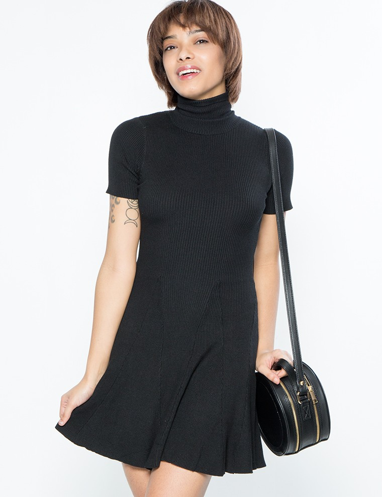 Download Lyst - Pixie Market Black Knit Mock Neck Dress in Black