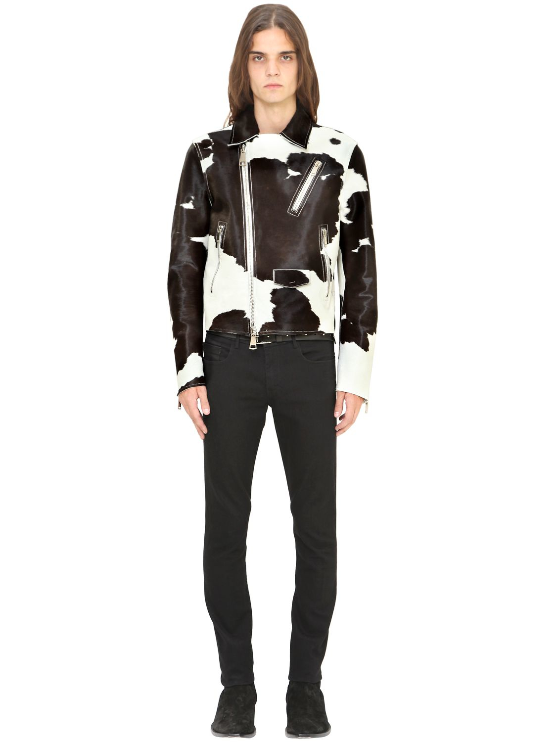 cow print leather jacket