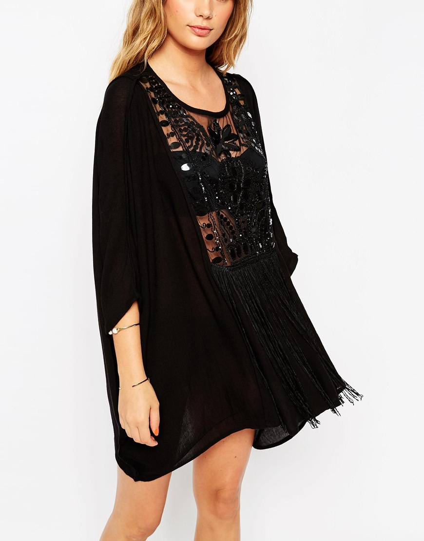 asos black beach cover up