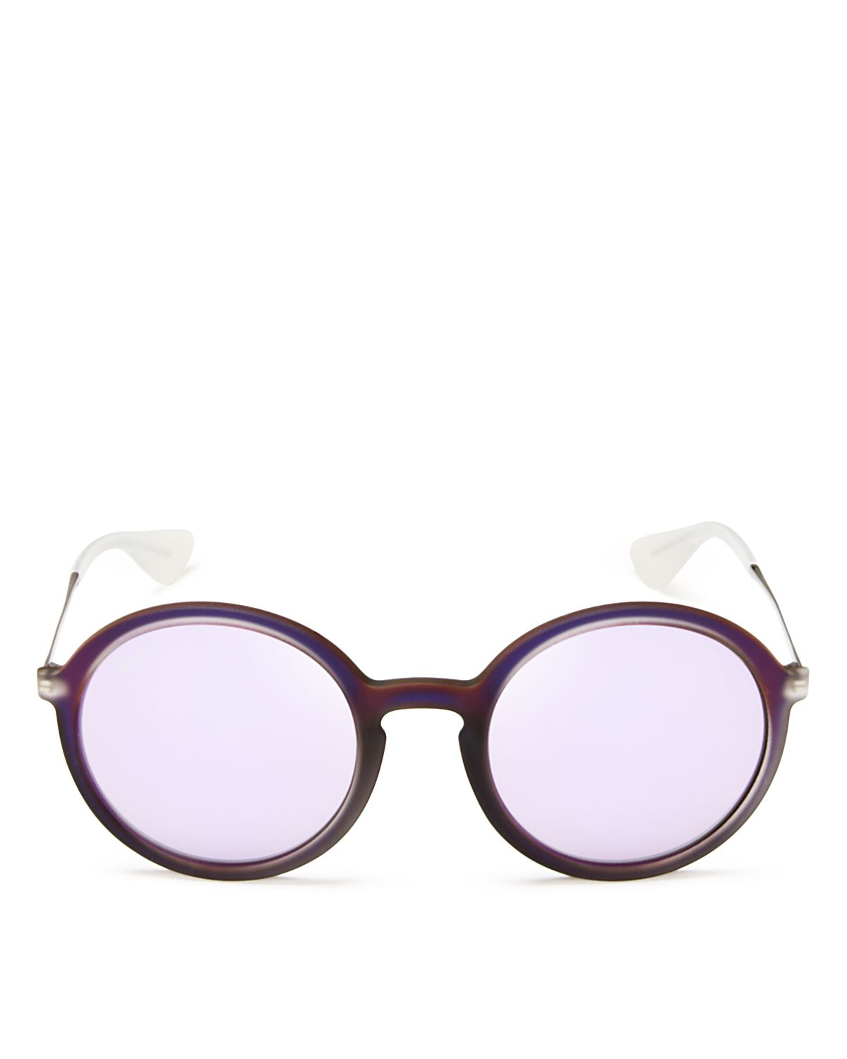 Rayban Round Oversized Mirror Sunglasses in Purple (Violet/Gray Mirror