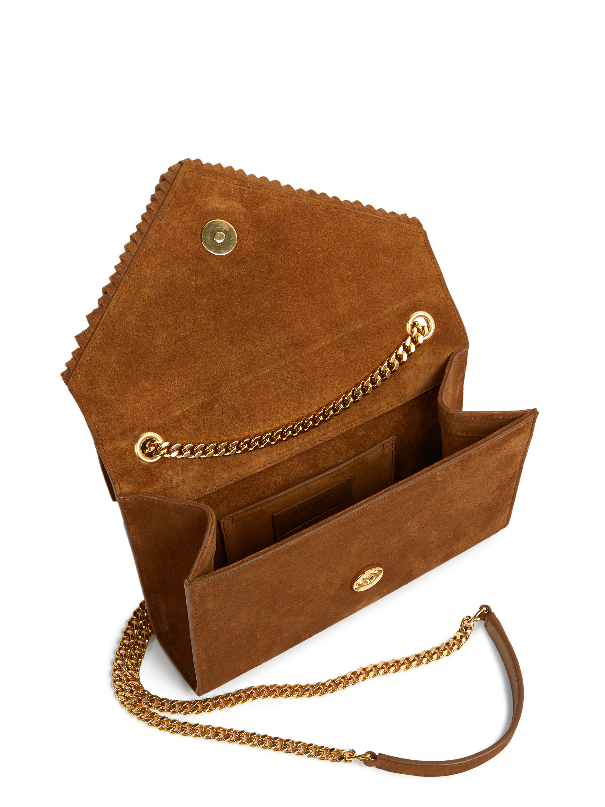 Saint Laurent Monogram Small Fringed Suede Crossbody Bag in Brown Lyst