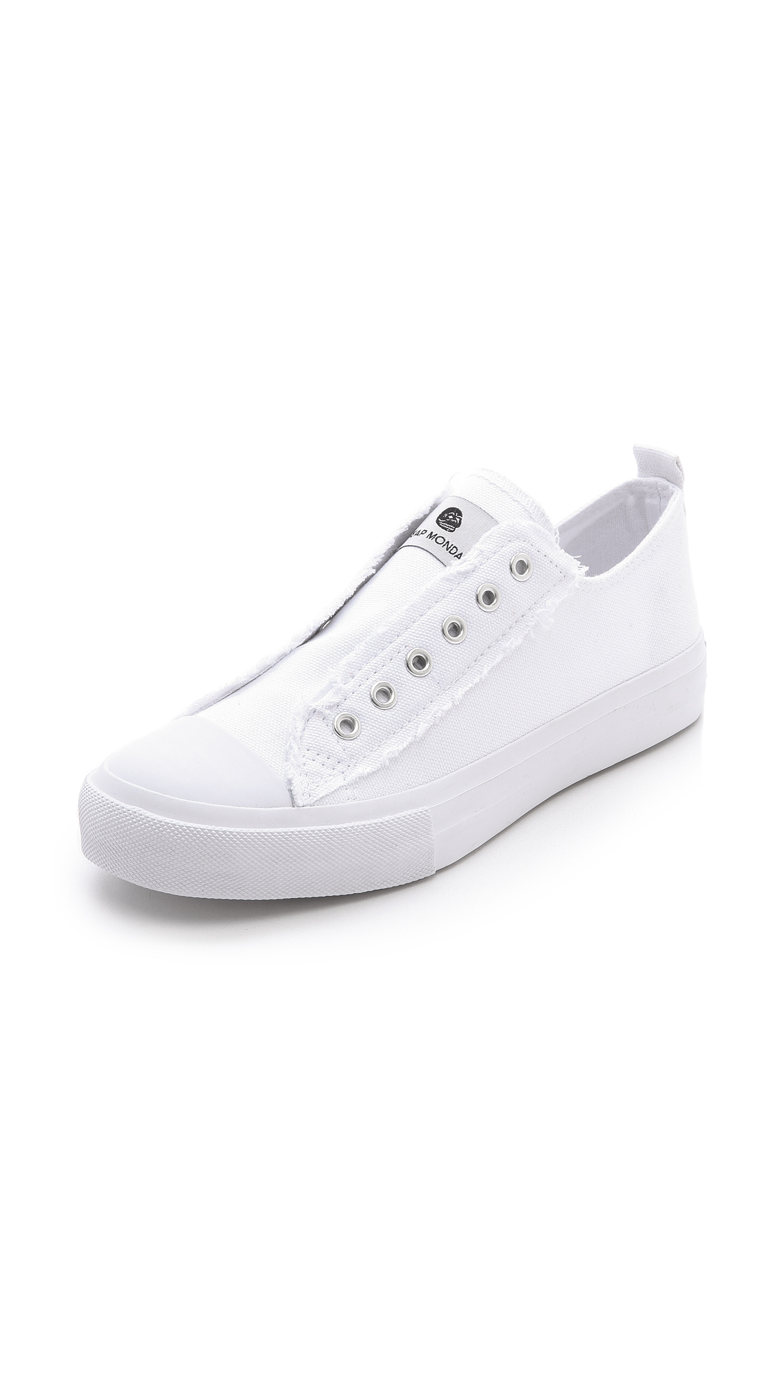laceless white shoes