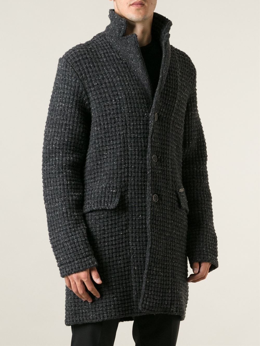 Bark Single Breasted Knitted Coat in 