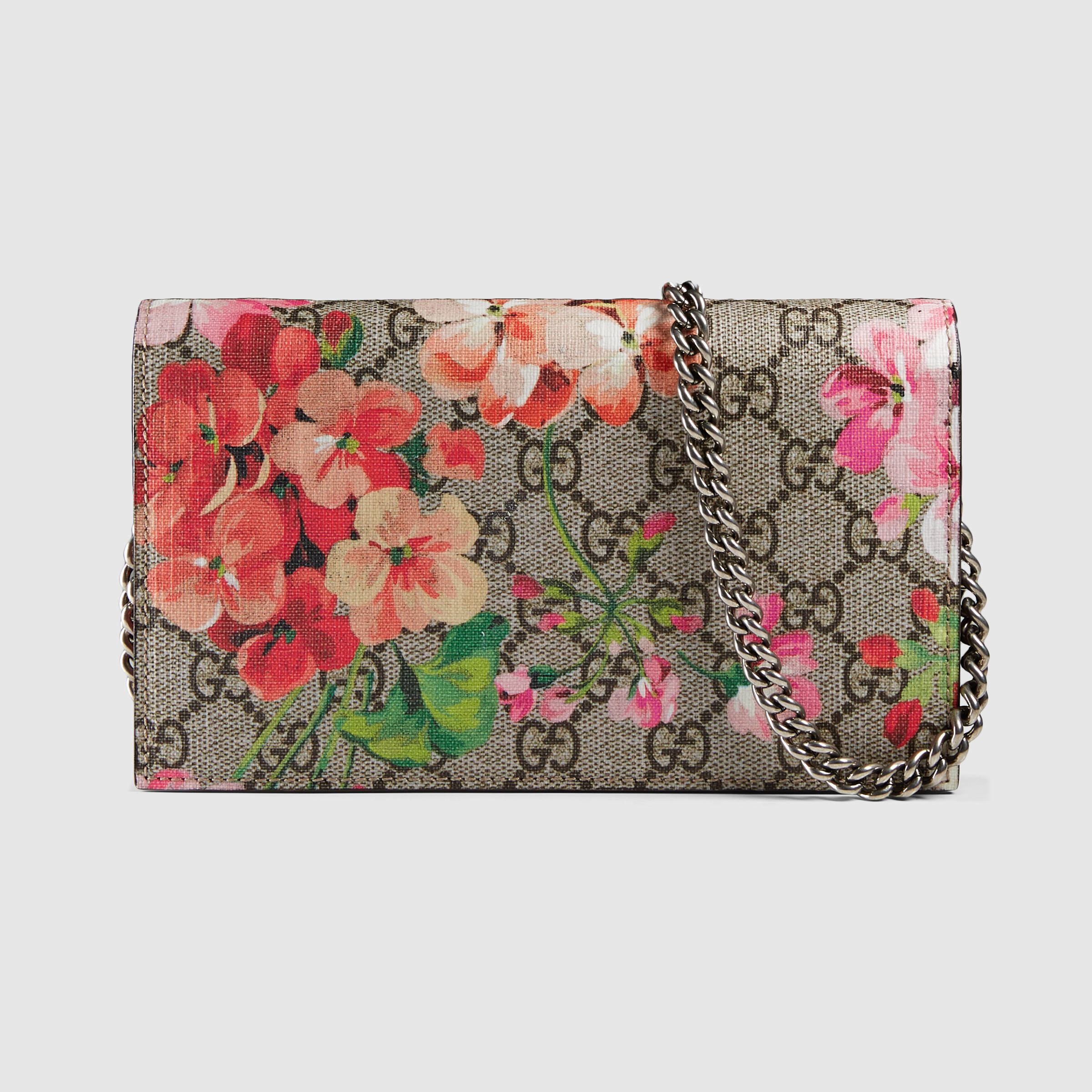 gucci floral wallet on chain