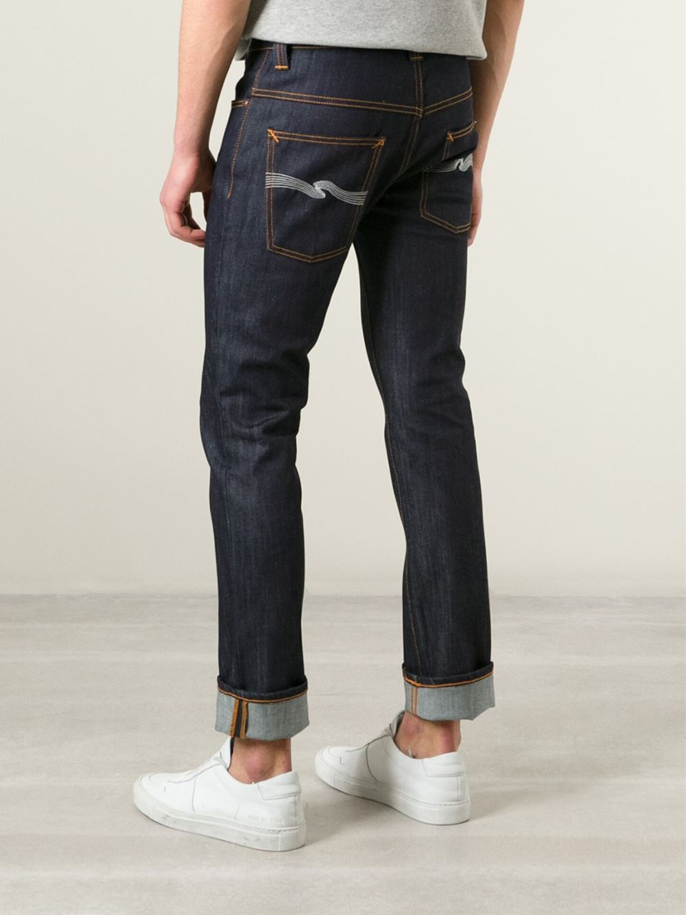 nudie thin finn dry ecru embo