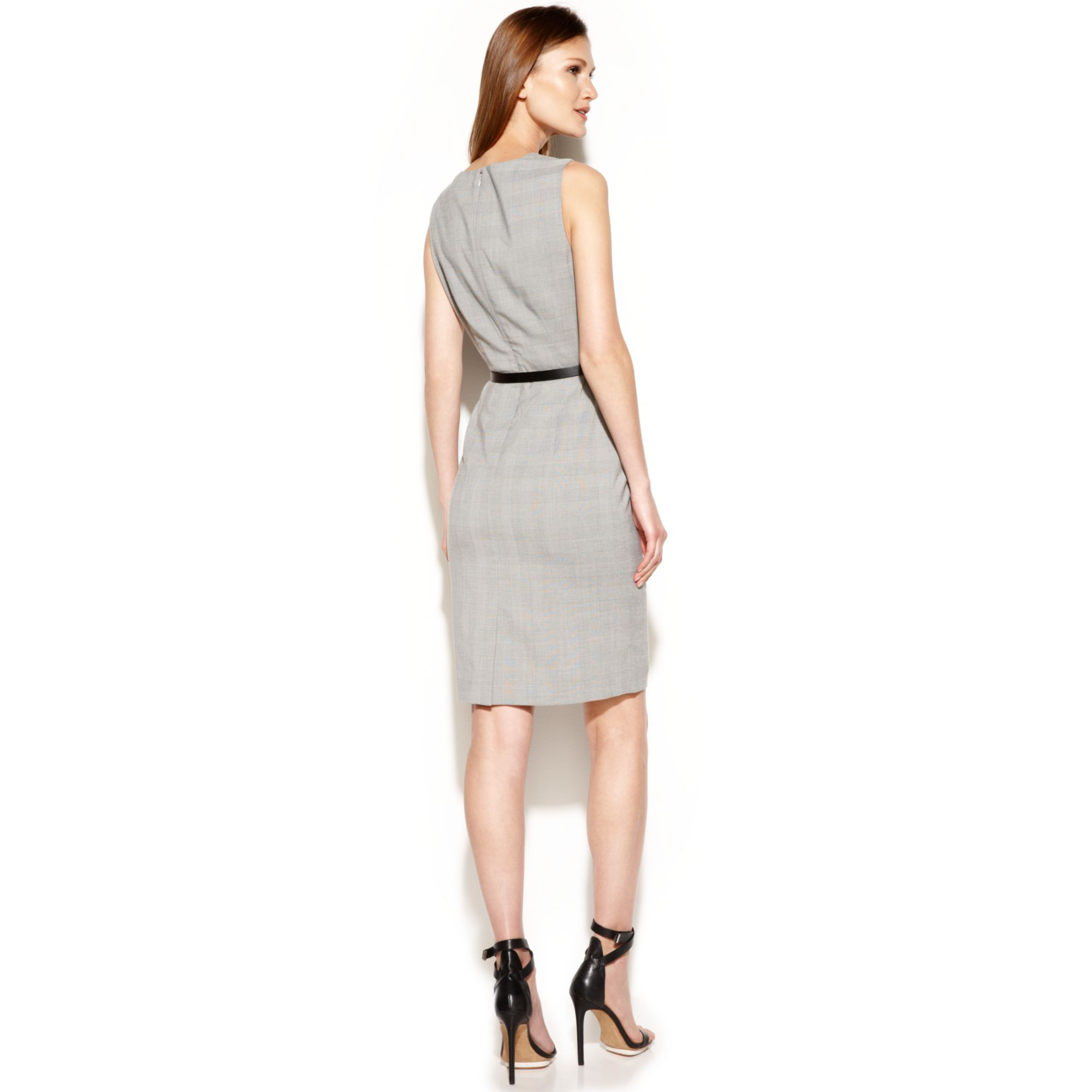 calvin klein plaid sheath dress
