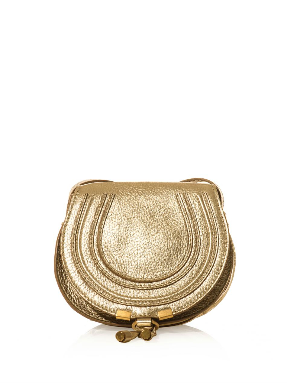 Chlo Marcie Mini Crossbody Bag in Gold (Metallic) | Lyst