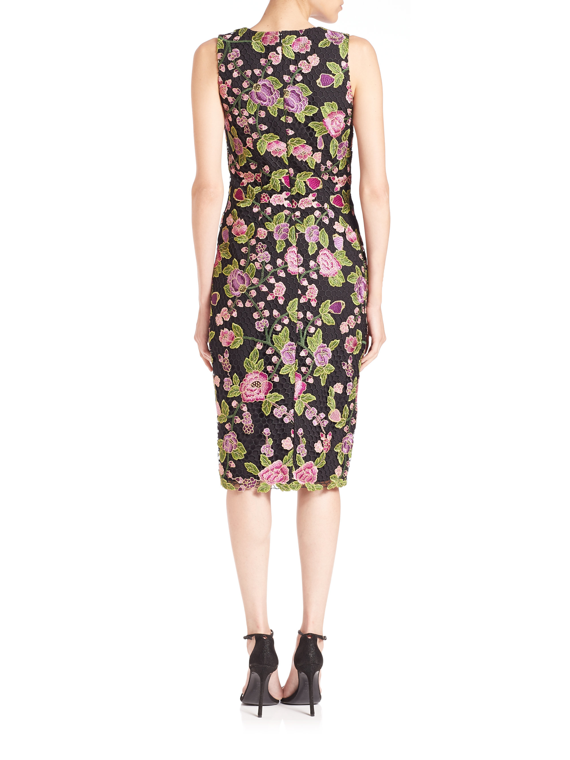 badgley mischka purple floral dress