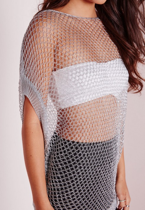 silver fishnet top