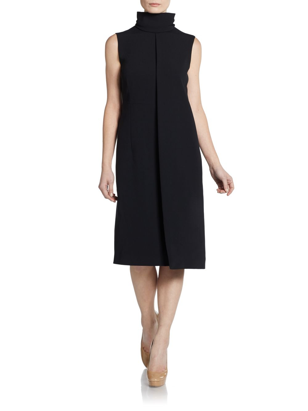 Calvin Klein Turtleneck Shift Dress in Black (midnight) | Lyst