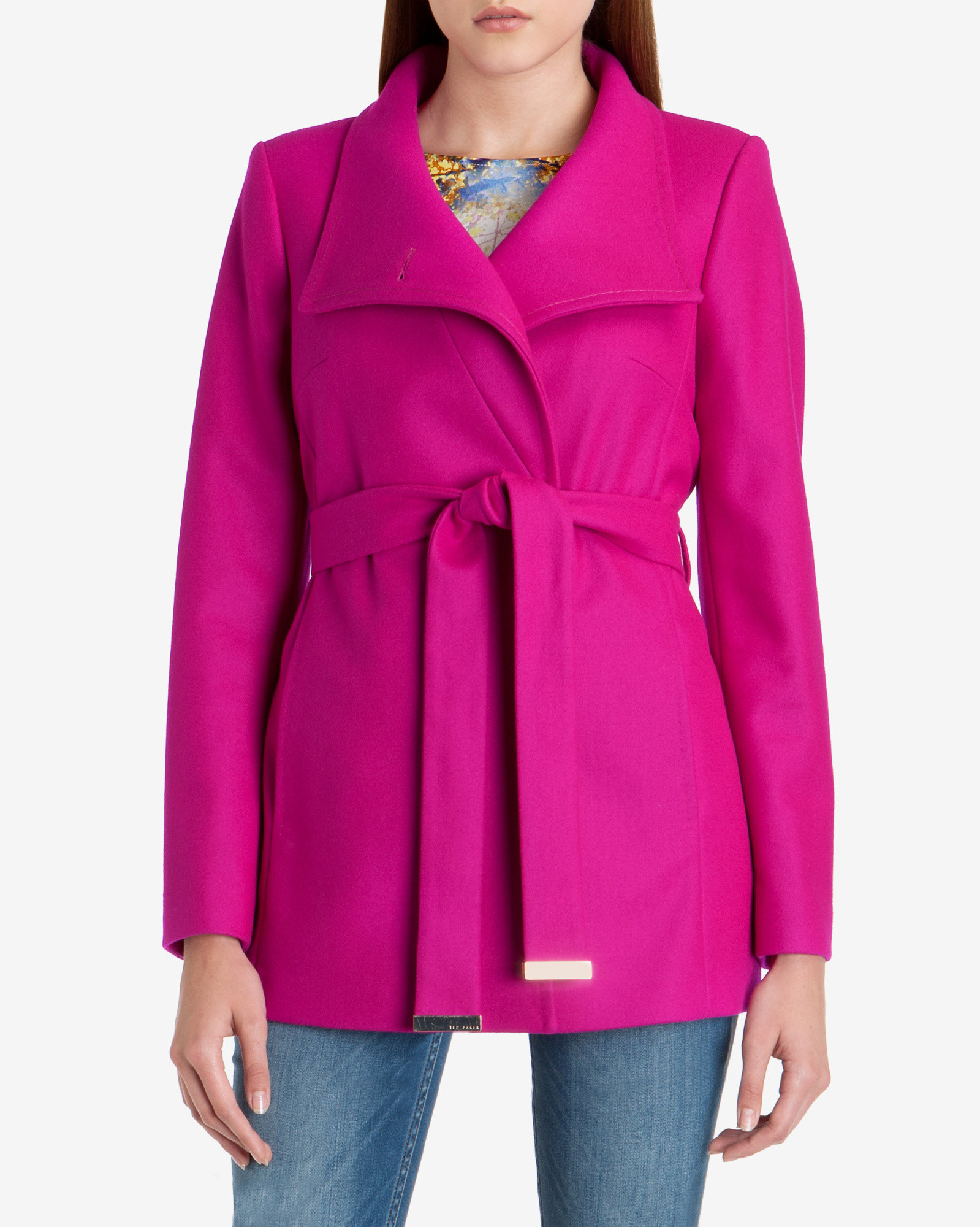 Ted Baker Chessy Short Wrap Coat in Pink | Lyst