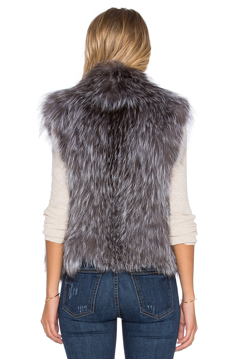 June Knitted Fox-Fur Vest in Silver (Gray) - Lyst