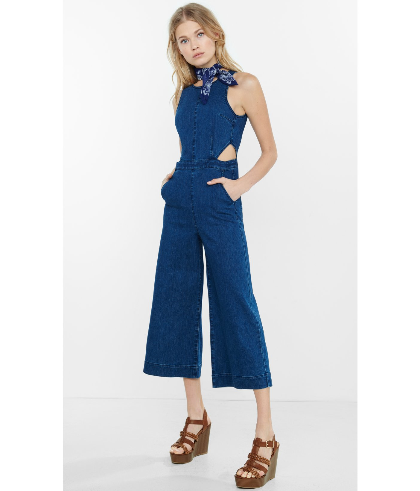 culotte denim jumpsuit