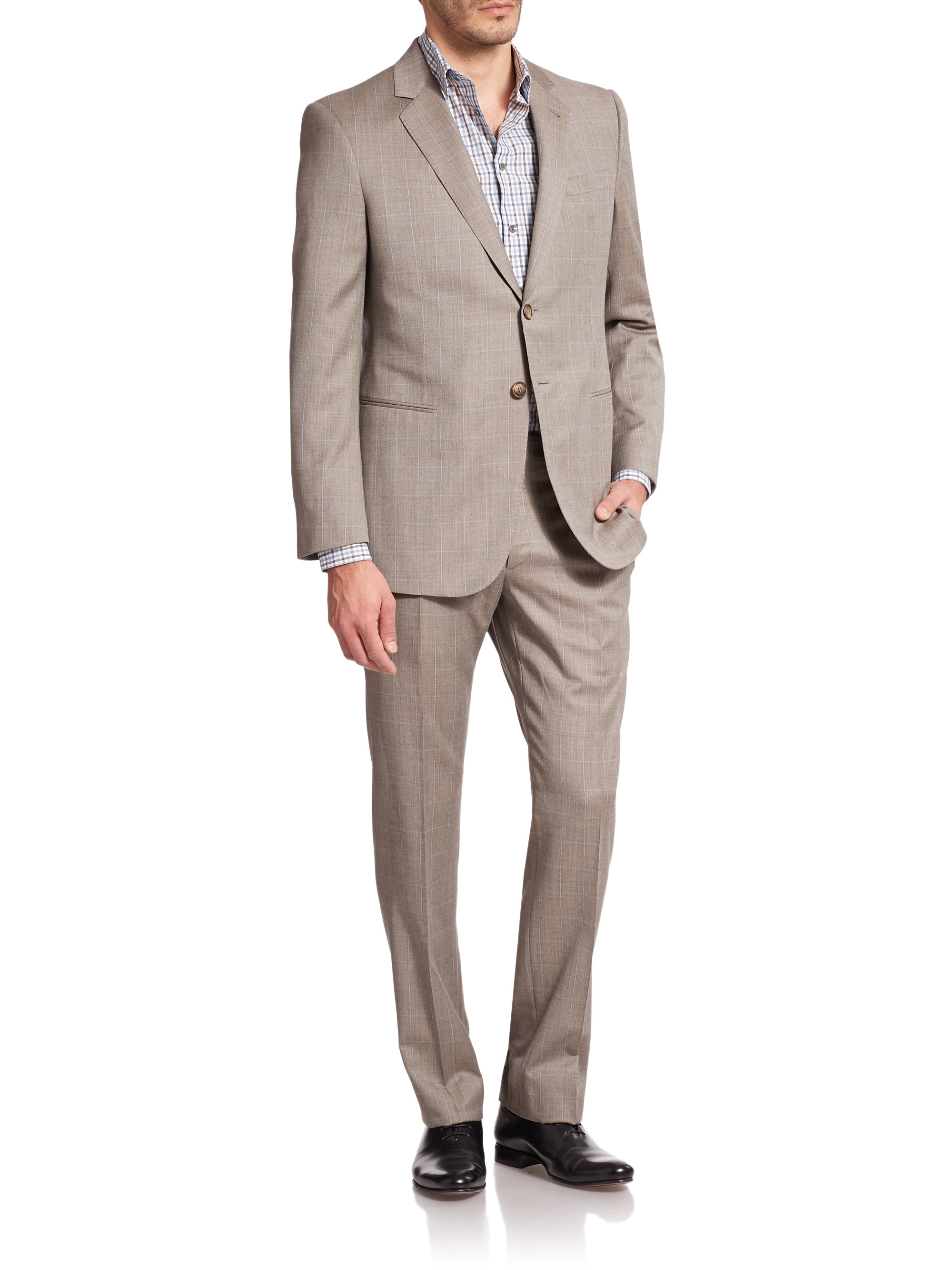 tan armani suit