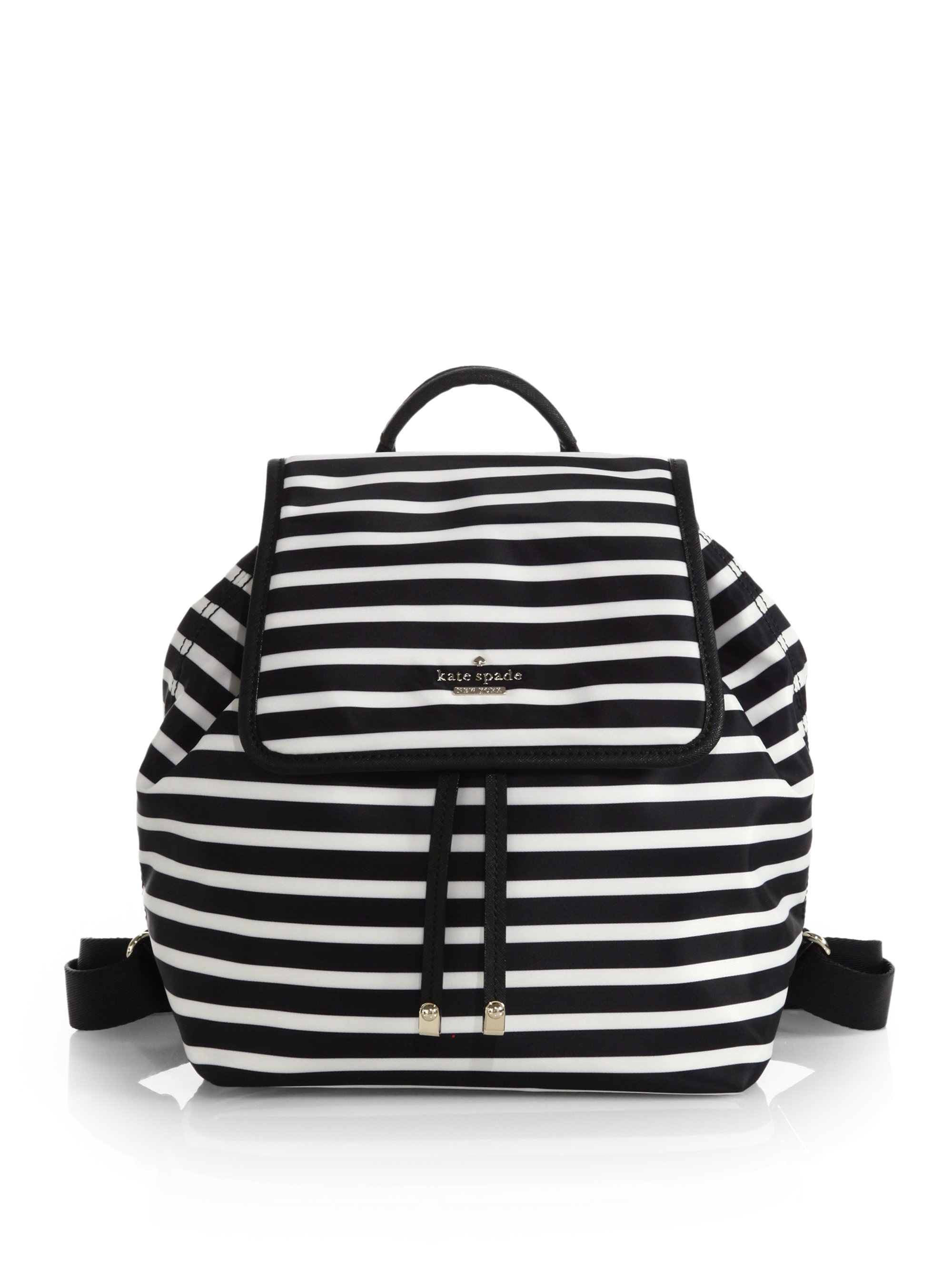 Arriba 106+ imagen kate spade black and white striped backpack
