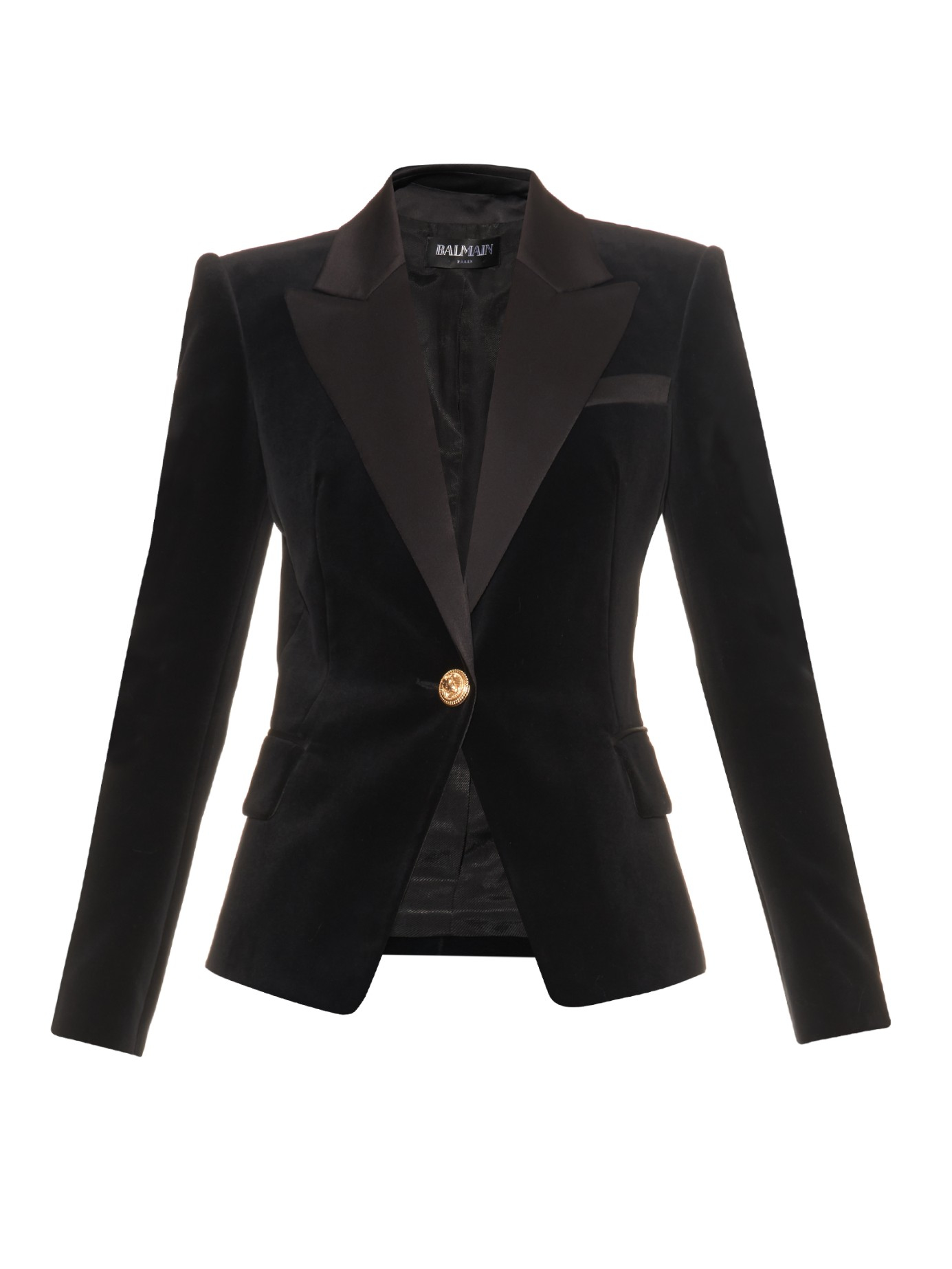 Balmain Satin-lapel Velvet Jacket in Black | Lyst
