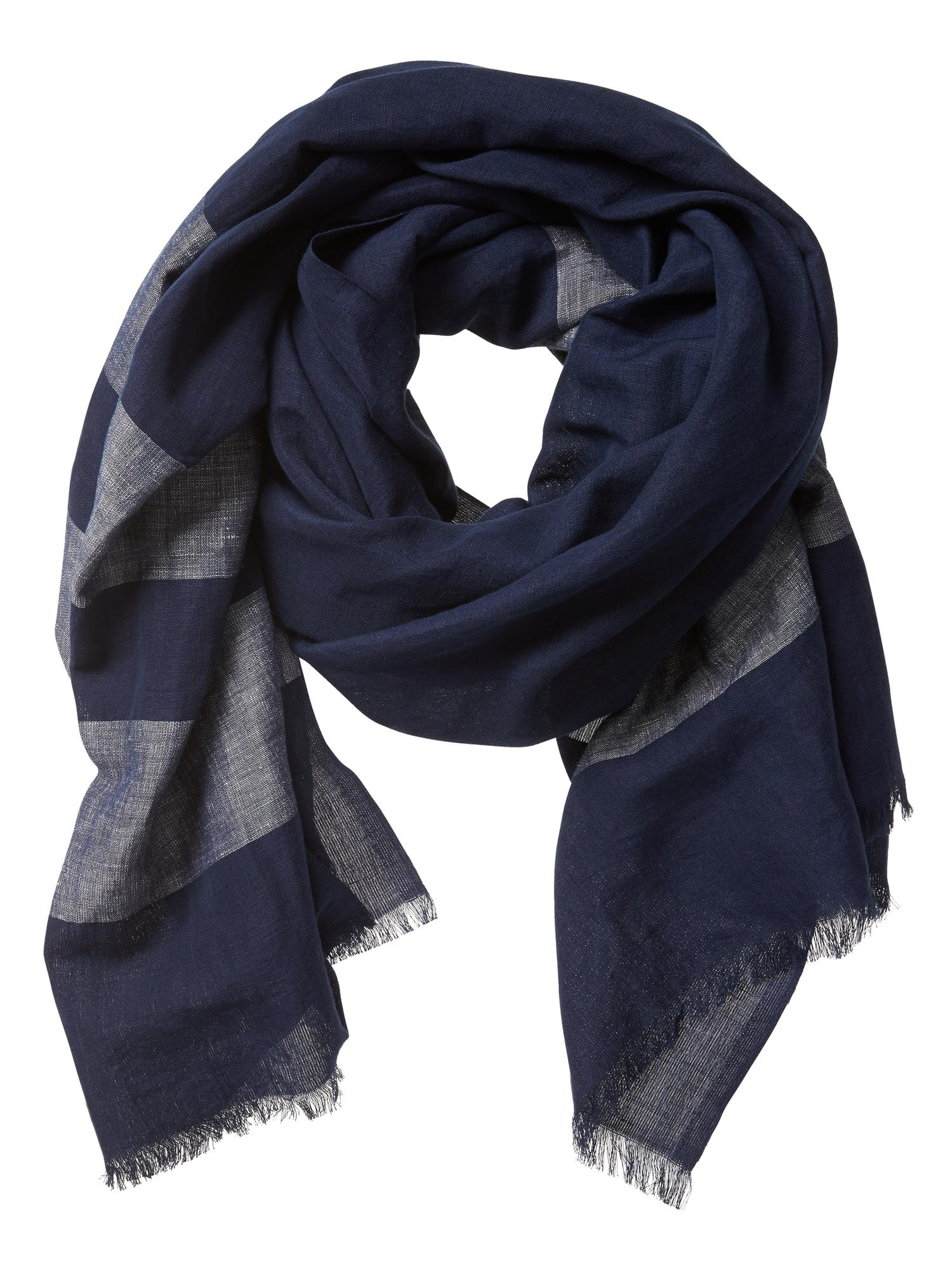 Banana republic Cotton/linen Striped Scarf in Blue (Basic navy) Lyst