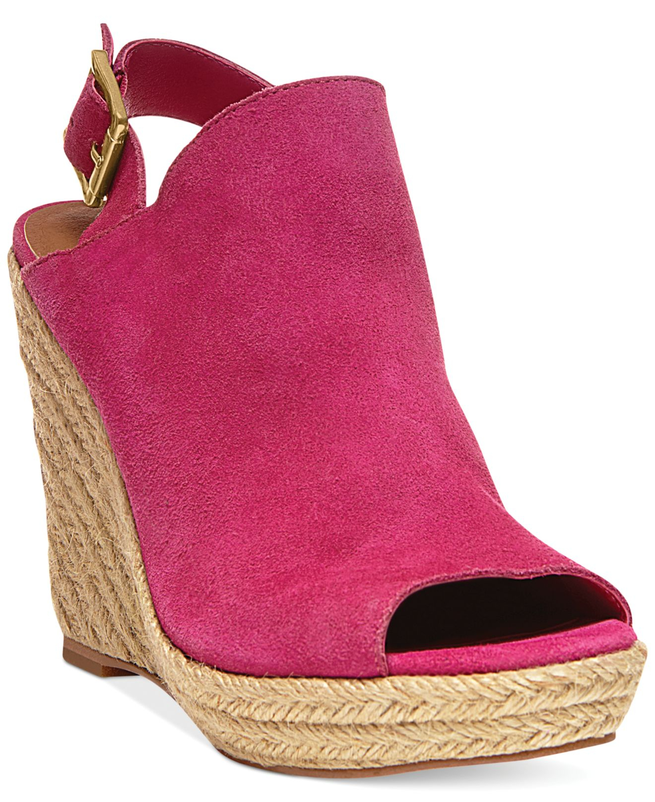 cerise pink wedge shoes
