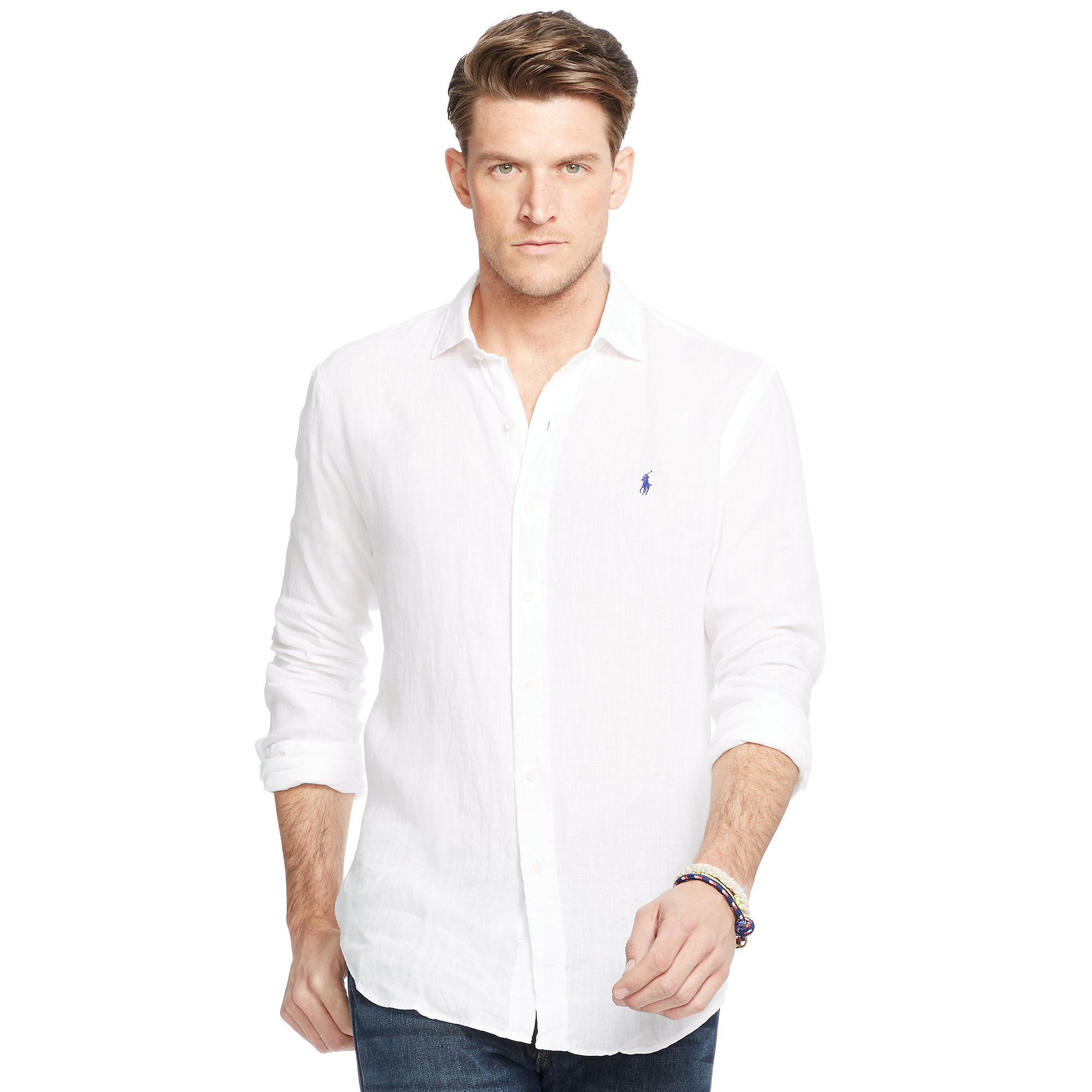 Polo Ralph Lauren Slim-fit Linen Shirt in White for Men - Lyst
