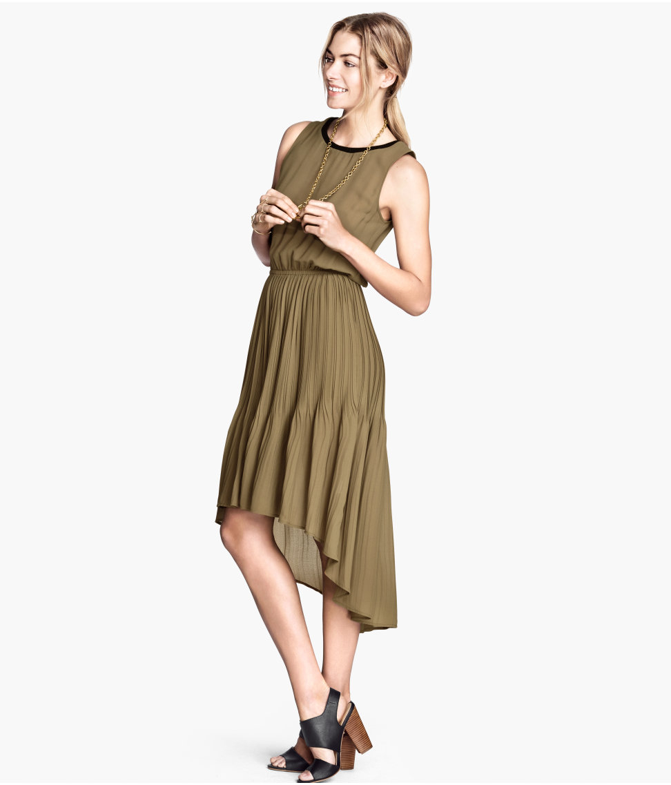 green chiffon dress h&m