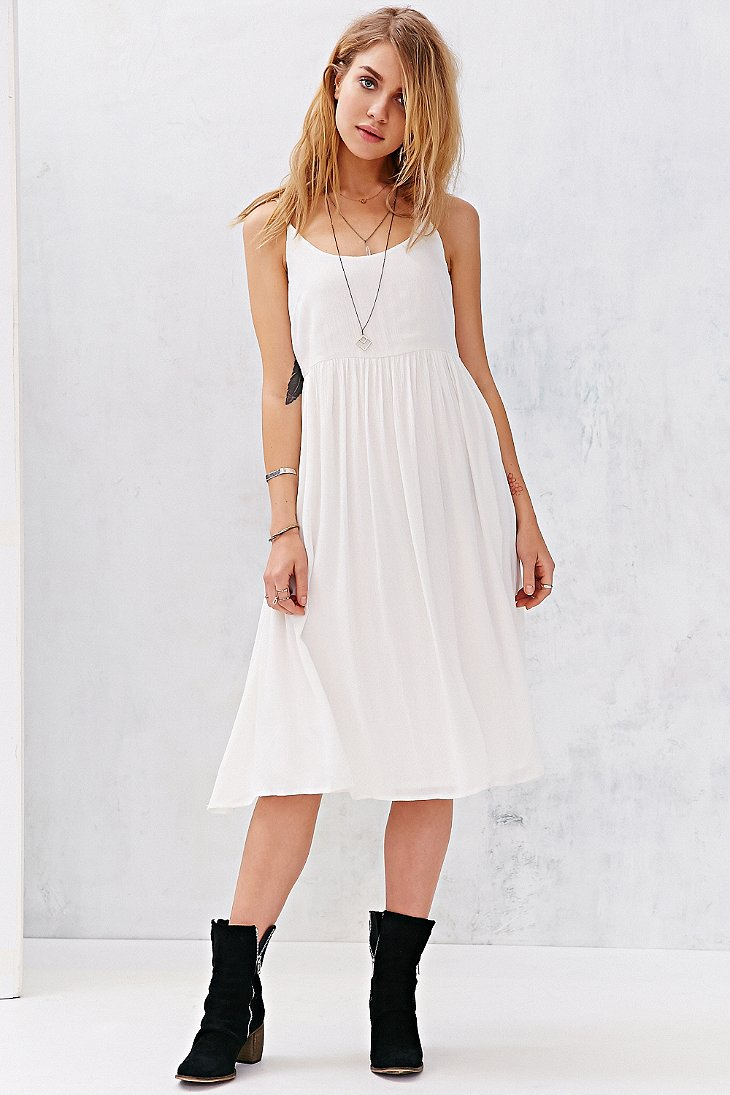 blue and white midi dress