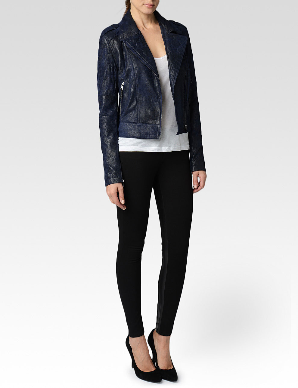 Lyst Paige Sacha Leather Jacket Night Star In Black Gallery