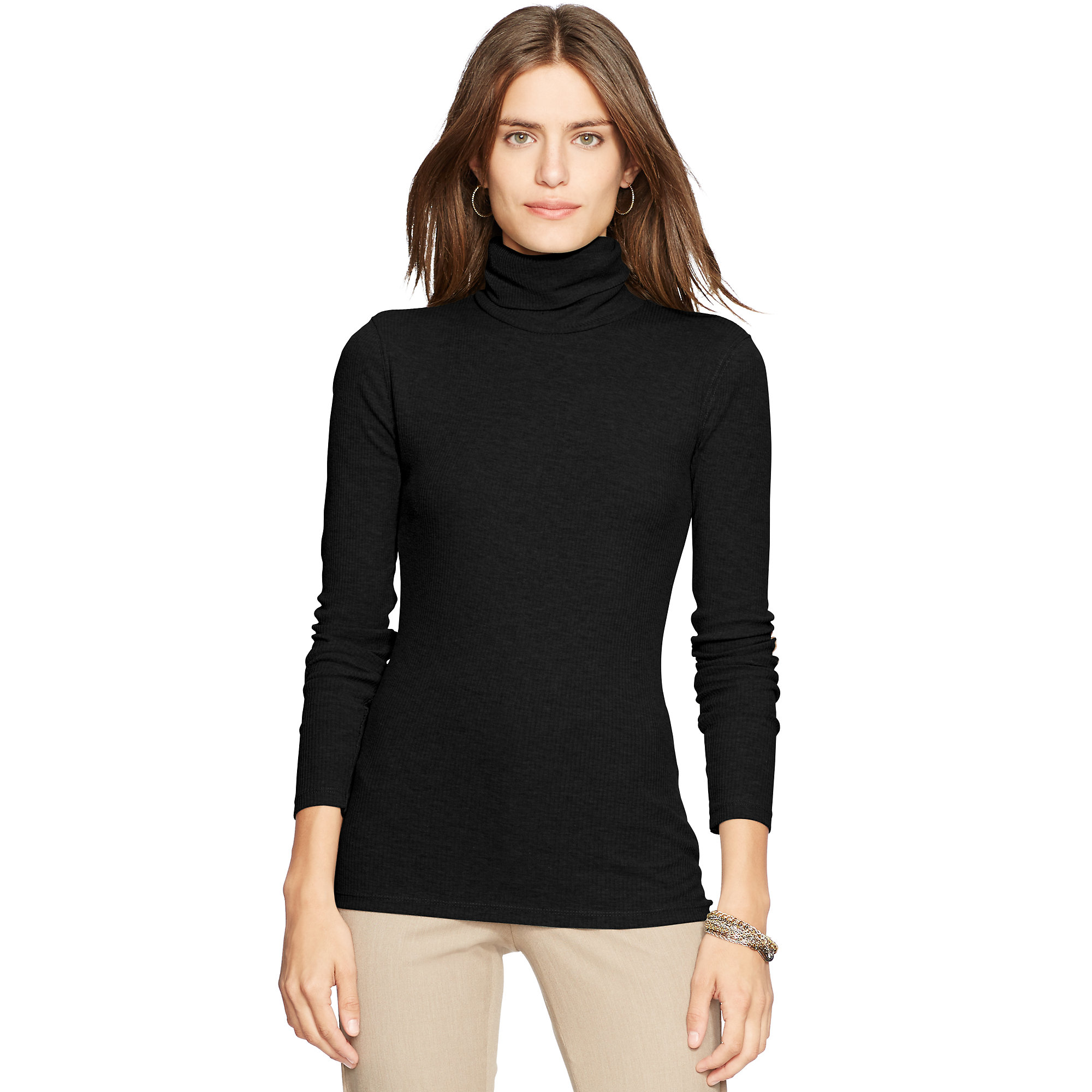 Ralph Lauren Elbowpatch Cotton Turtleneck in Black Lyst
