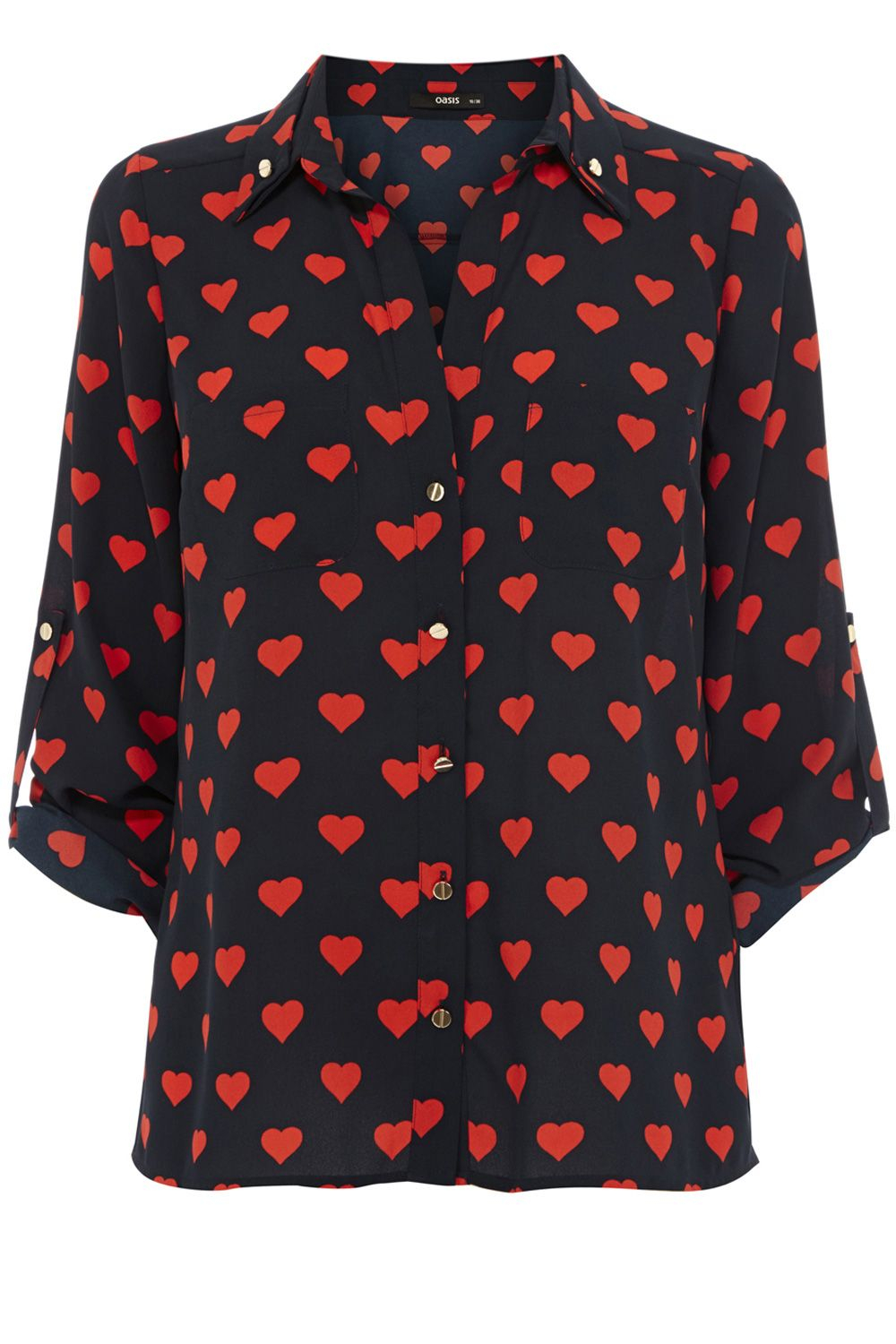 Oasis Heart Print Shirt in Red (Multi-Coloured) | Lyst