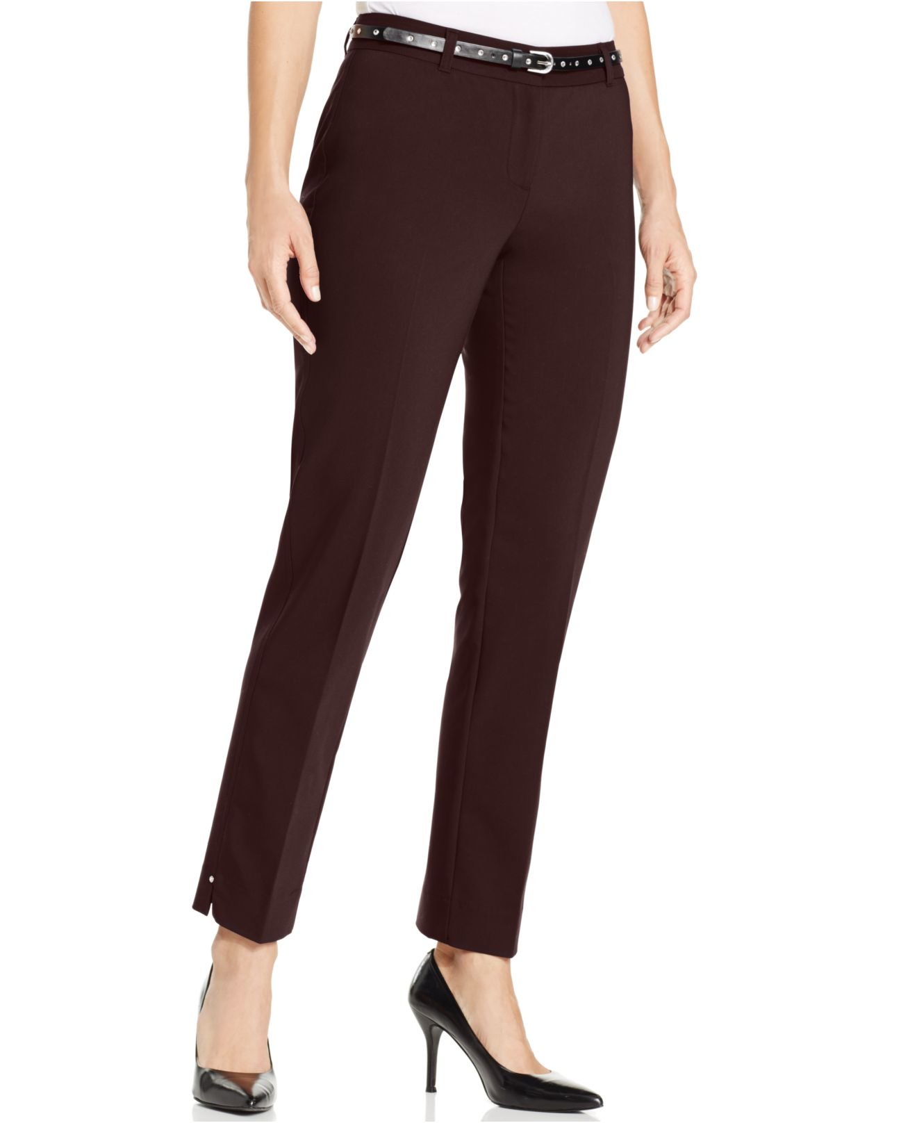 Style & co. Petite Straight-leg Ankle Pants in Brown | Lyst