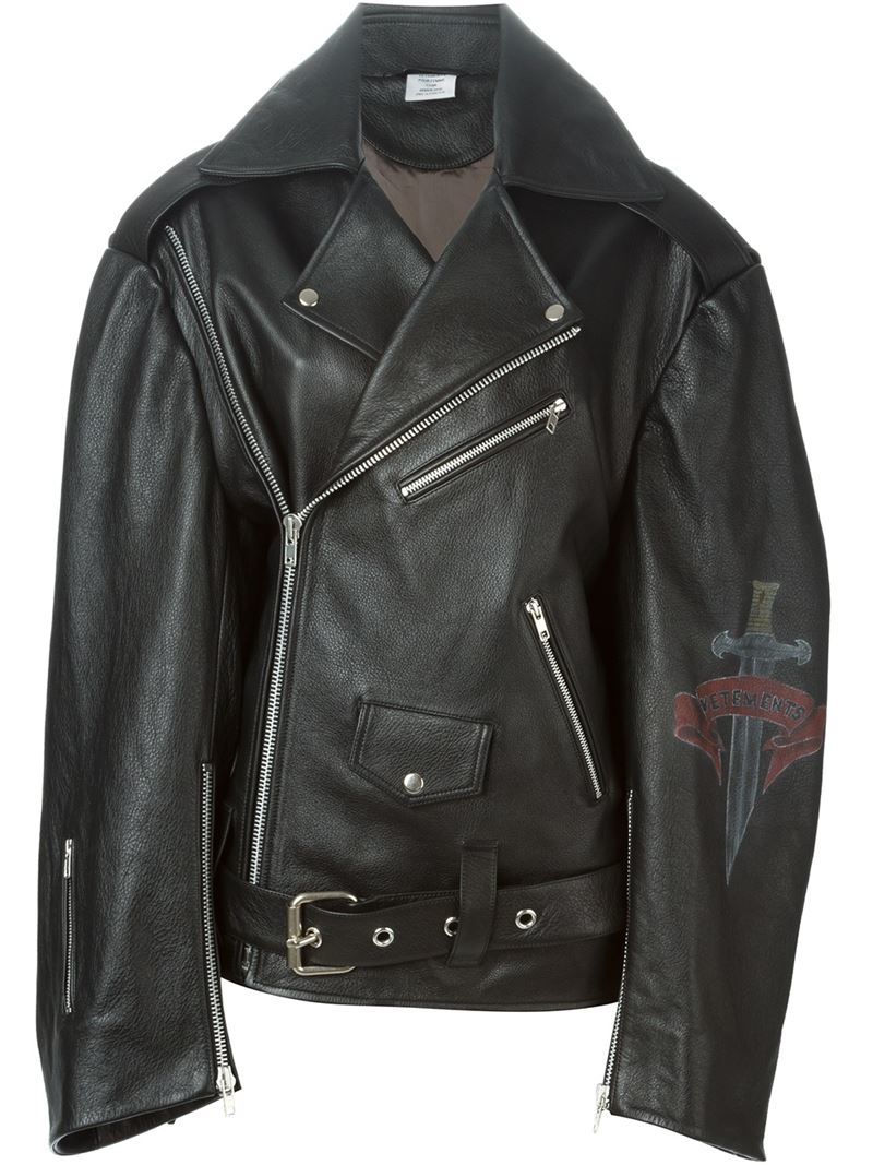 Vetements Oversized Biker Jacket in Black for Men | Lyst
