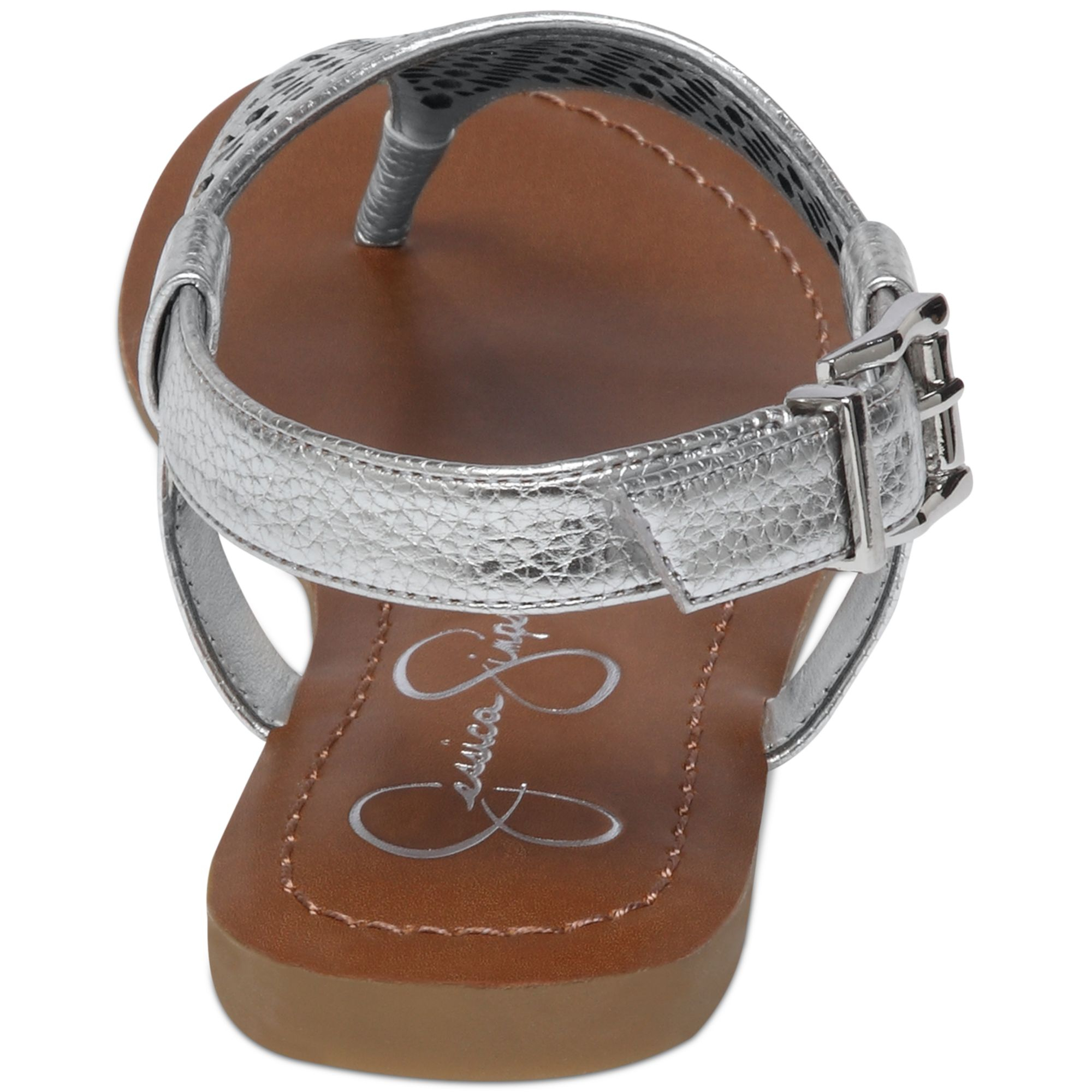 Jessica Simpson Grile Flat Thong Sandals in Silver Metallic (Metallic) - Lyst