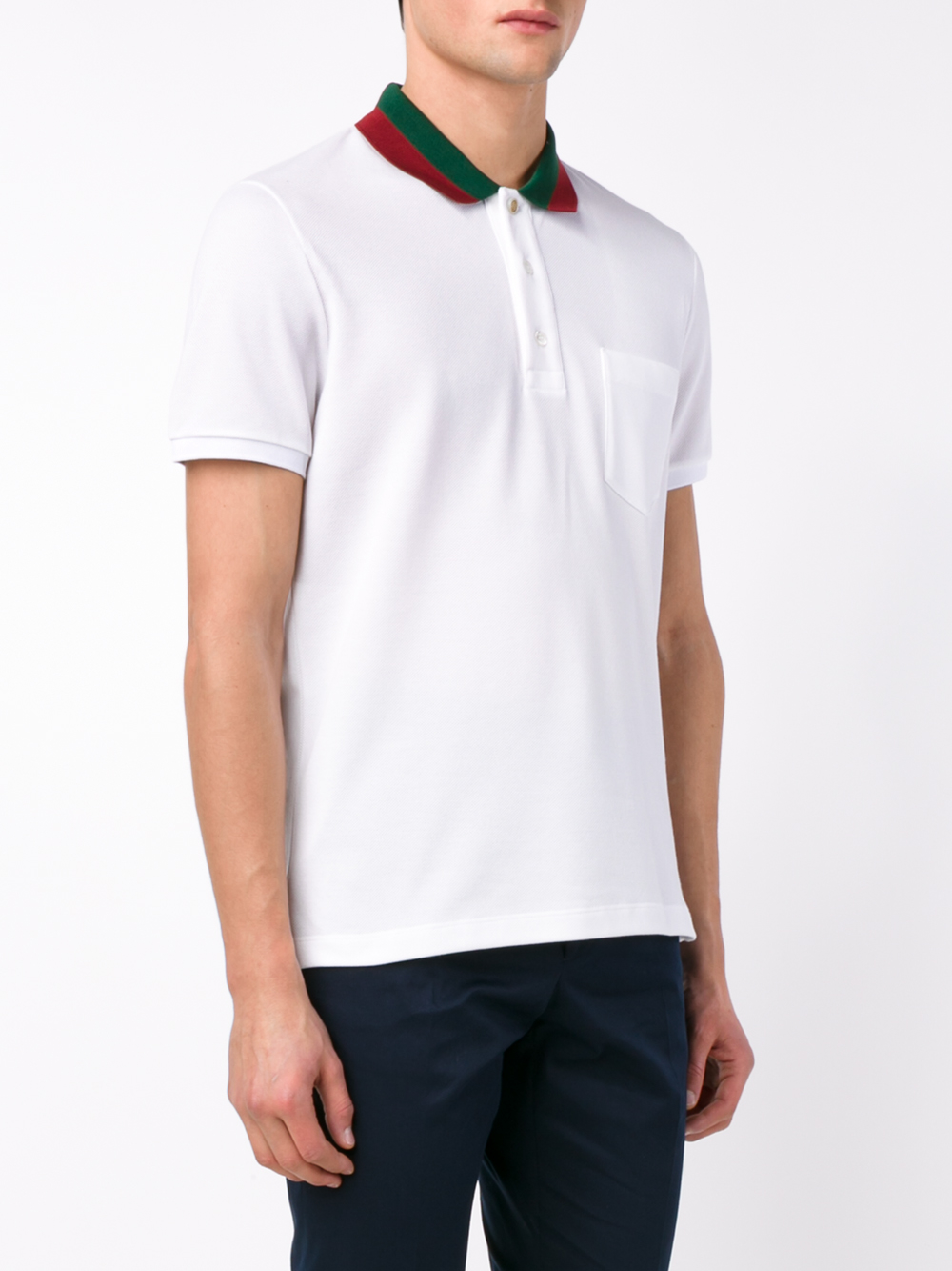 Gucci Striped Collar Polo T-shirt in White for Men | Lyst