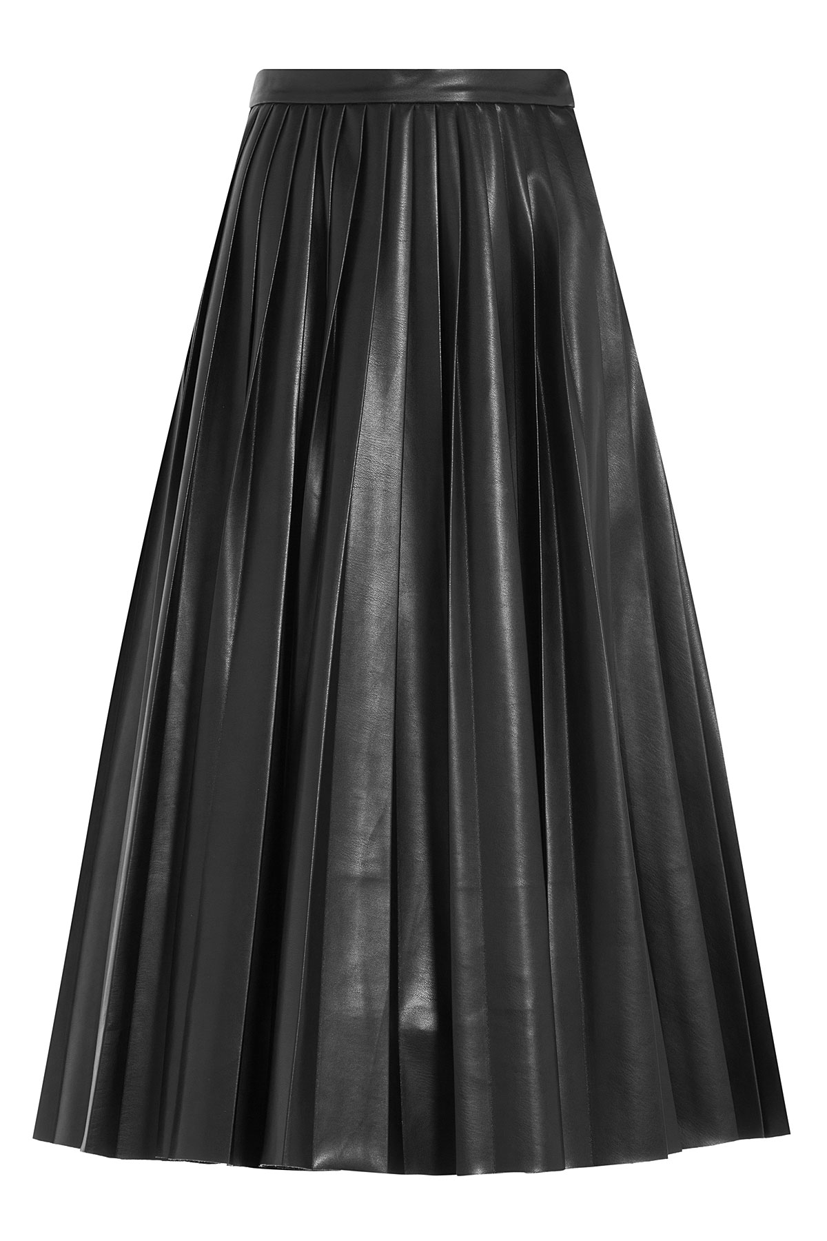 Lyst - By Malene Birger Pleated Faux-leather Midi-skirt - Black in Black