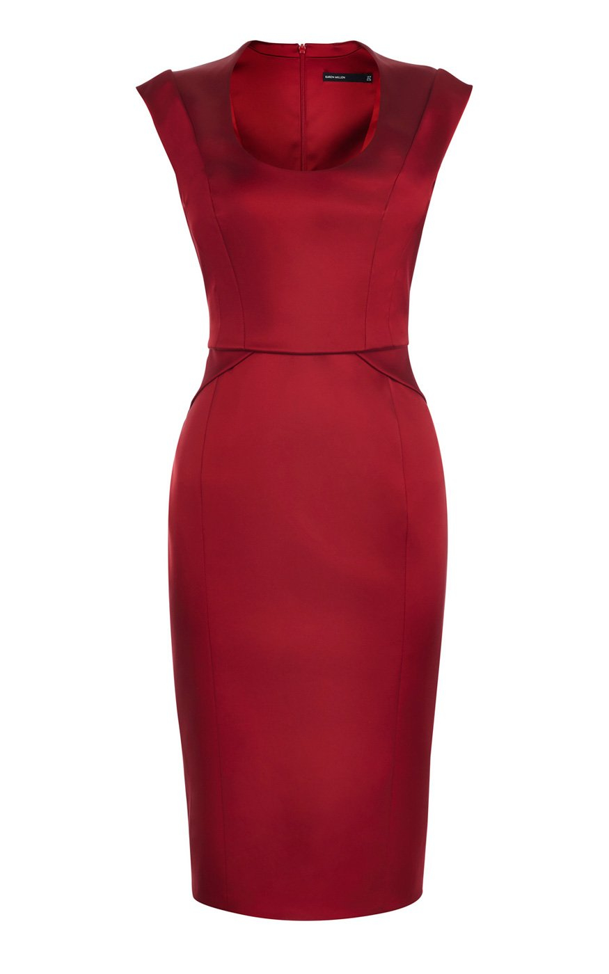 Lyst Karen Millen Signature Stretch Satin Dress in Red
