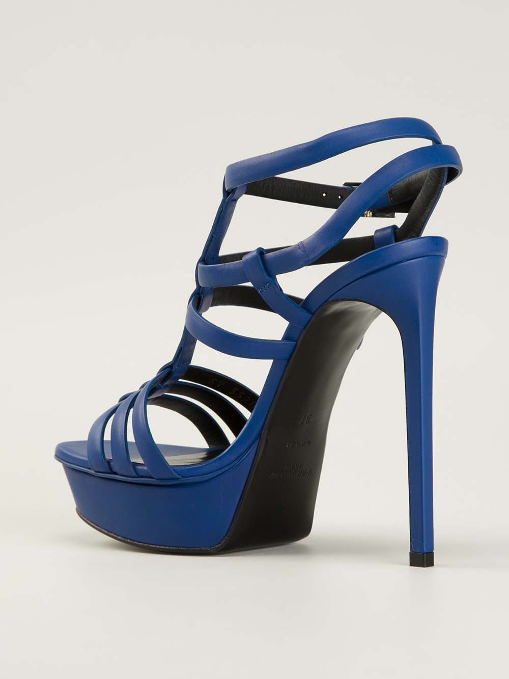 Saint Laurent High Heel Sandals in Blue - Lyst