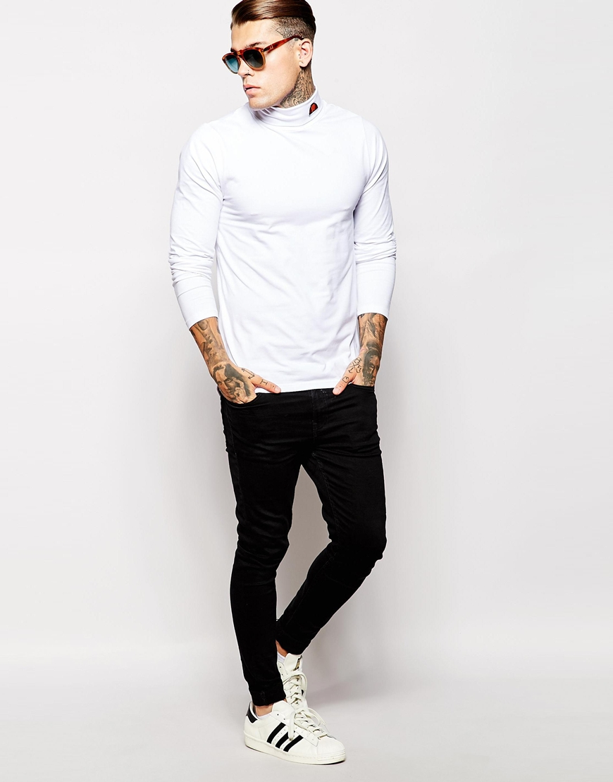 white long sleeve polo neck
