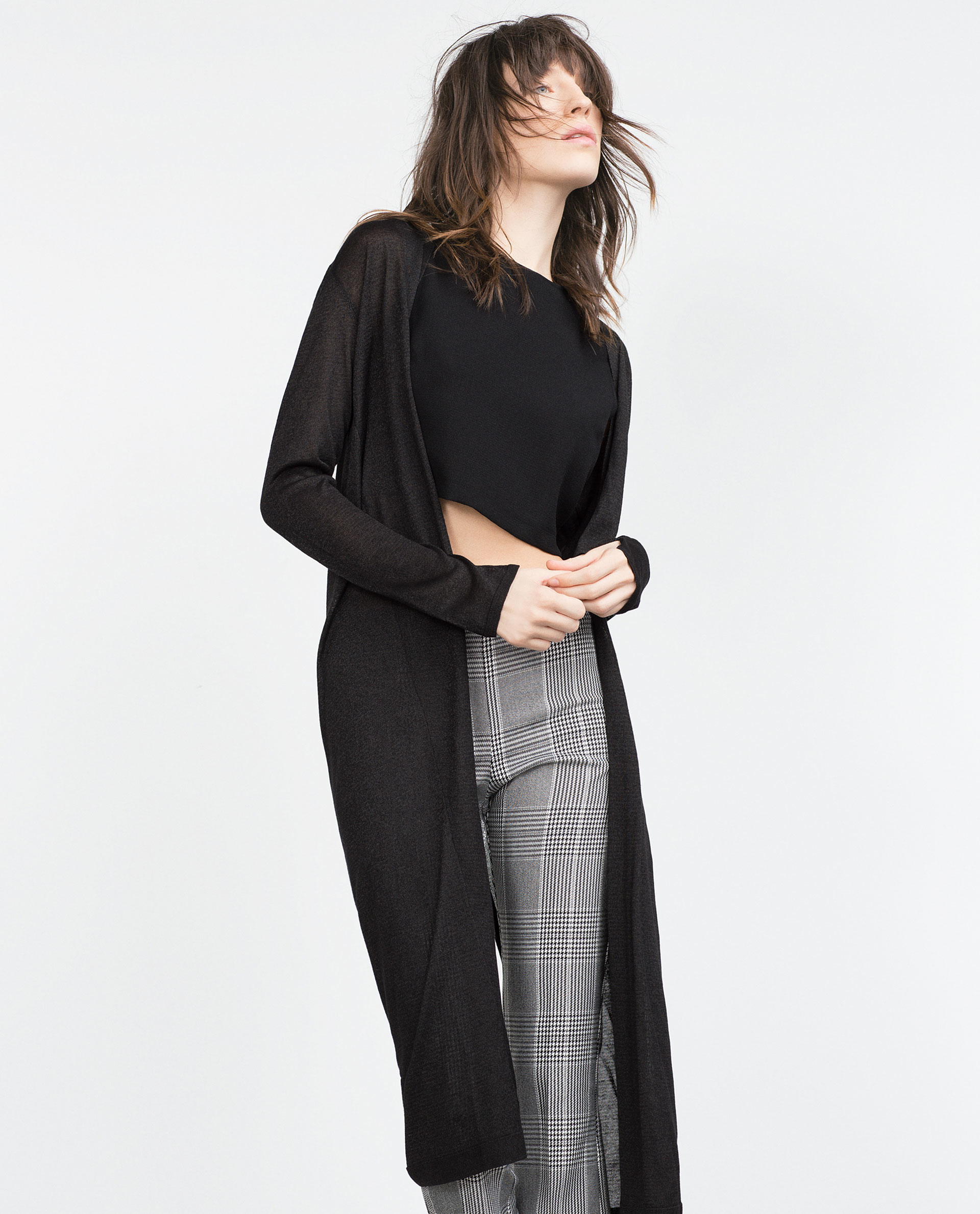 Zara Long Cardigan in Black Lyst