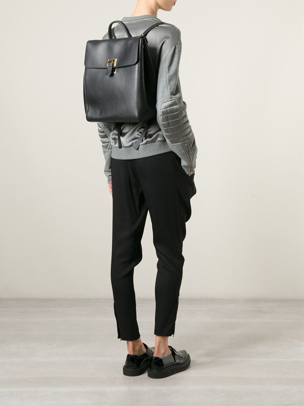 black structured backpack
