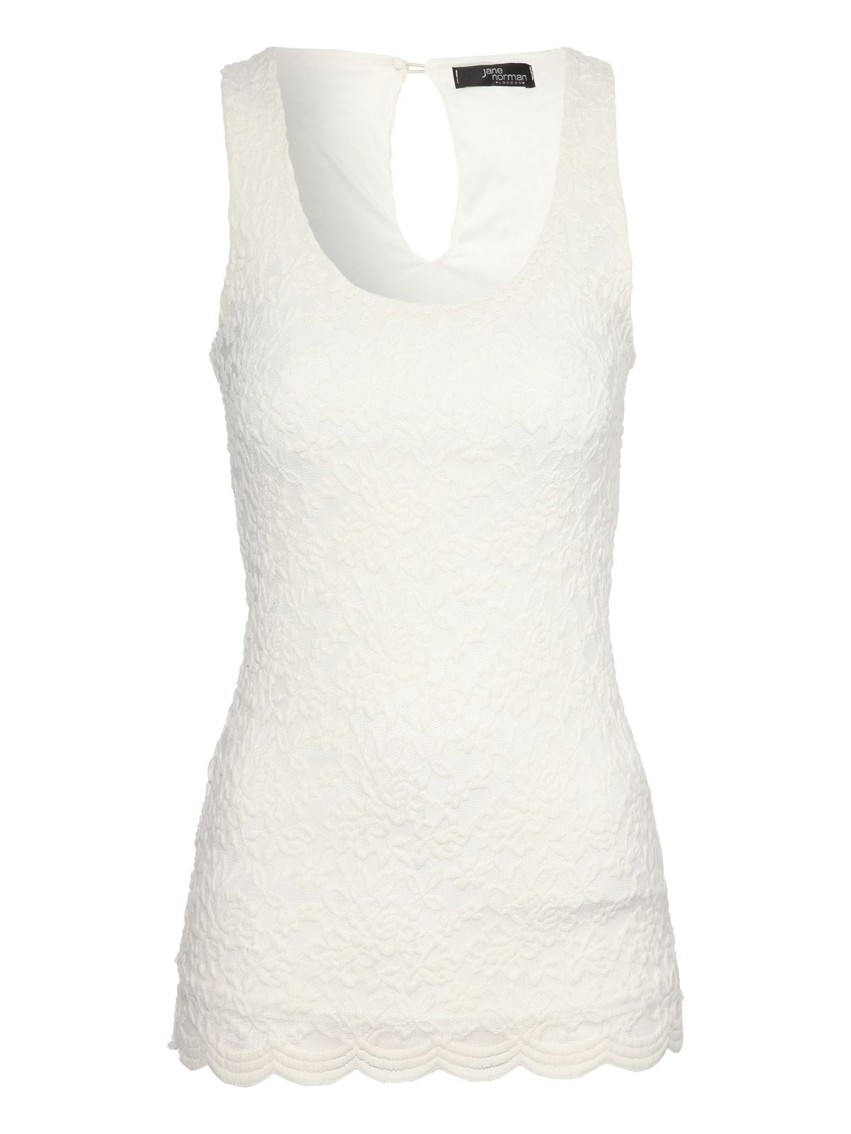 Jane Norman Sleeveless Lace Vest Top in White (Cream) | Lyst