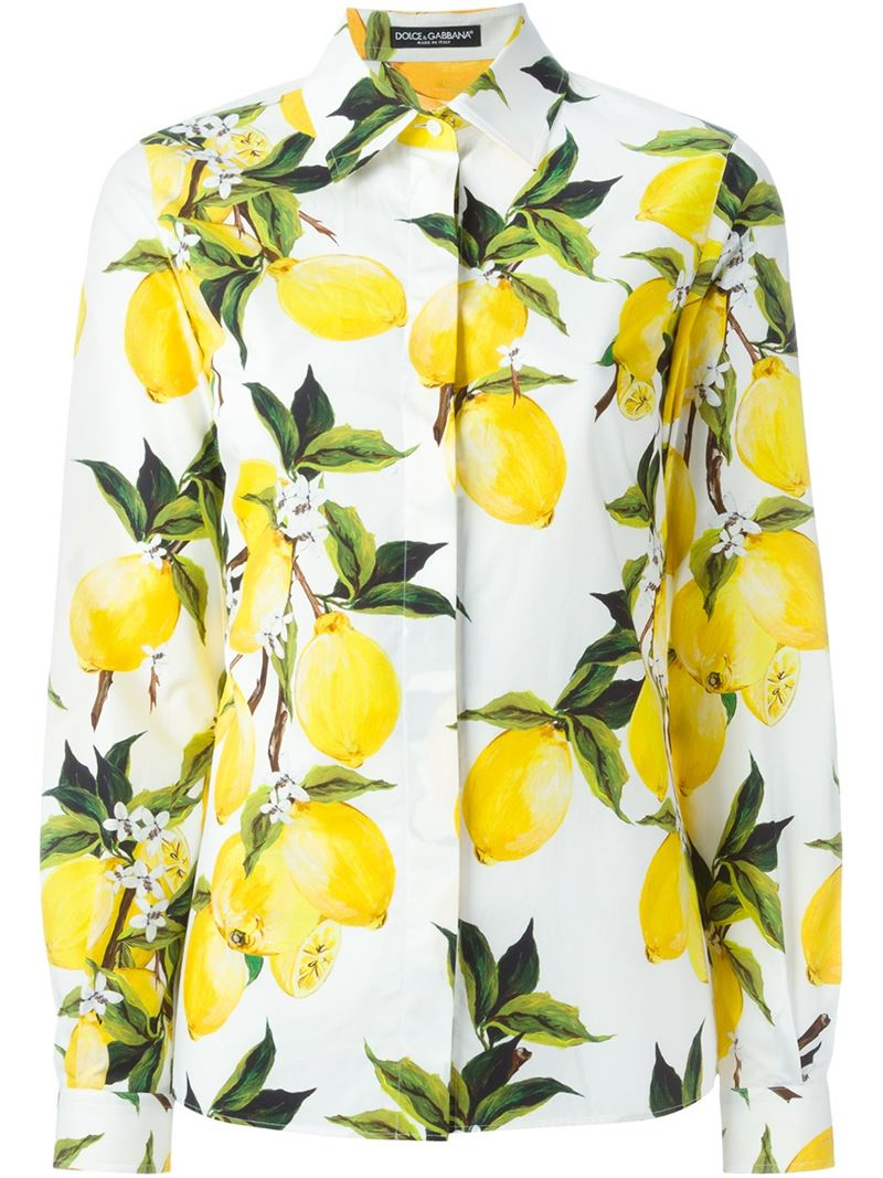 Dolce & Gabbana Lemon Print Shirt in White | Lyst