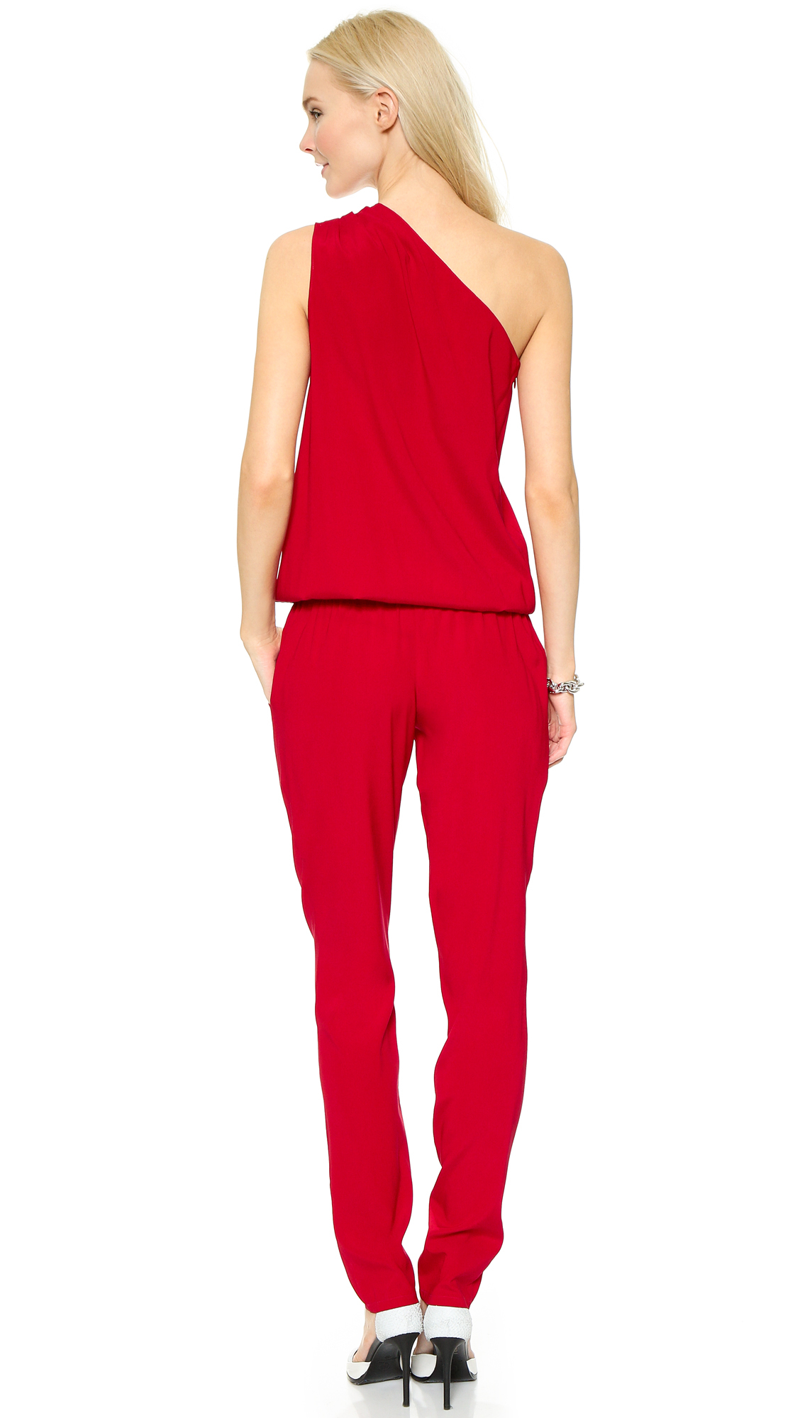 Shop by category The all in one is the perfect alternative to the classic LBD guaranteed to sculpt those curves and streamline your figure. Turn heads in a cape sleeve one shoulder jumpsuit, plunge neck playsuit or an off the shoulder all in one for party perfection worth a second glance.