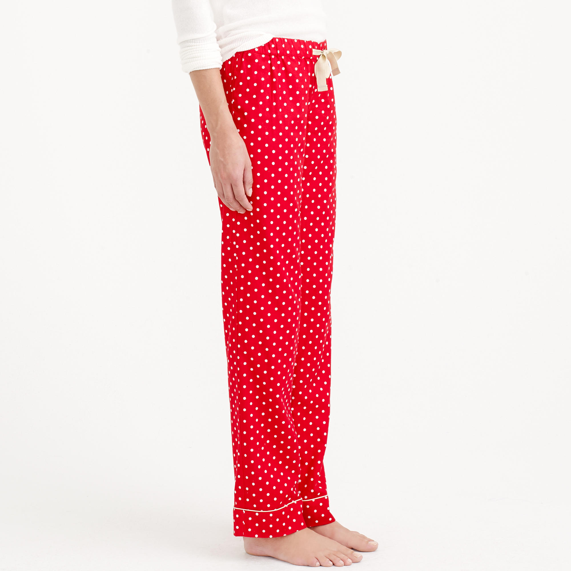 J.Crew Petite Pajama Pant In Polkadot Flannel in Dark Poppy (Red) for