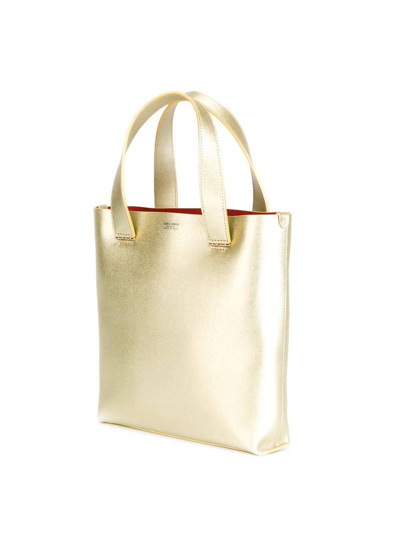 Giorgio Armani Rectangular Tote Bag in Metallic - Lyst
